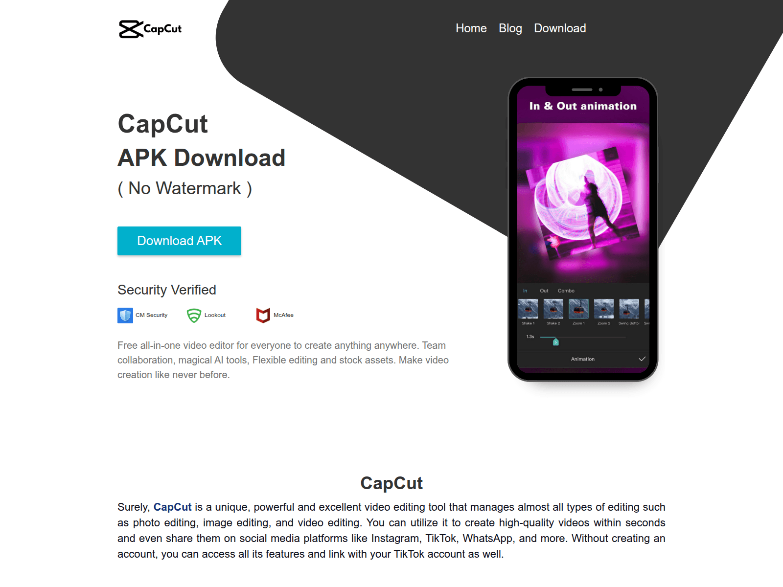 Screenshot of capcutt.com