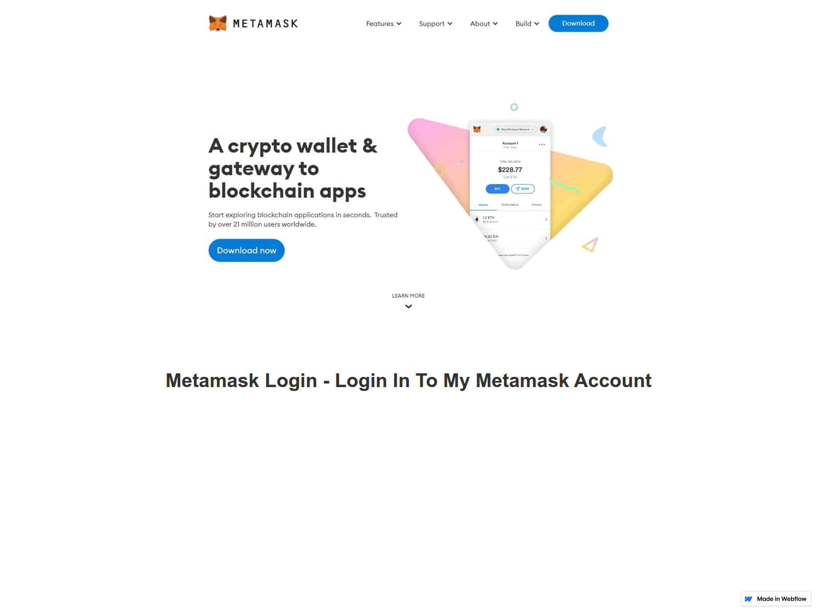 Screenshot of metamask-lloginn.webflow.io