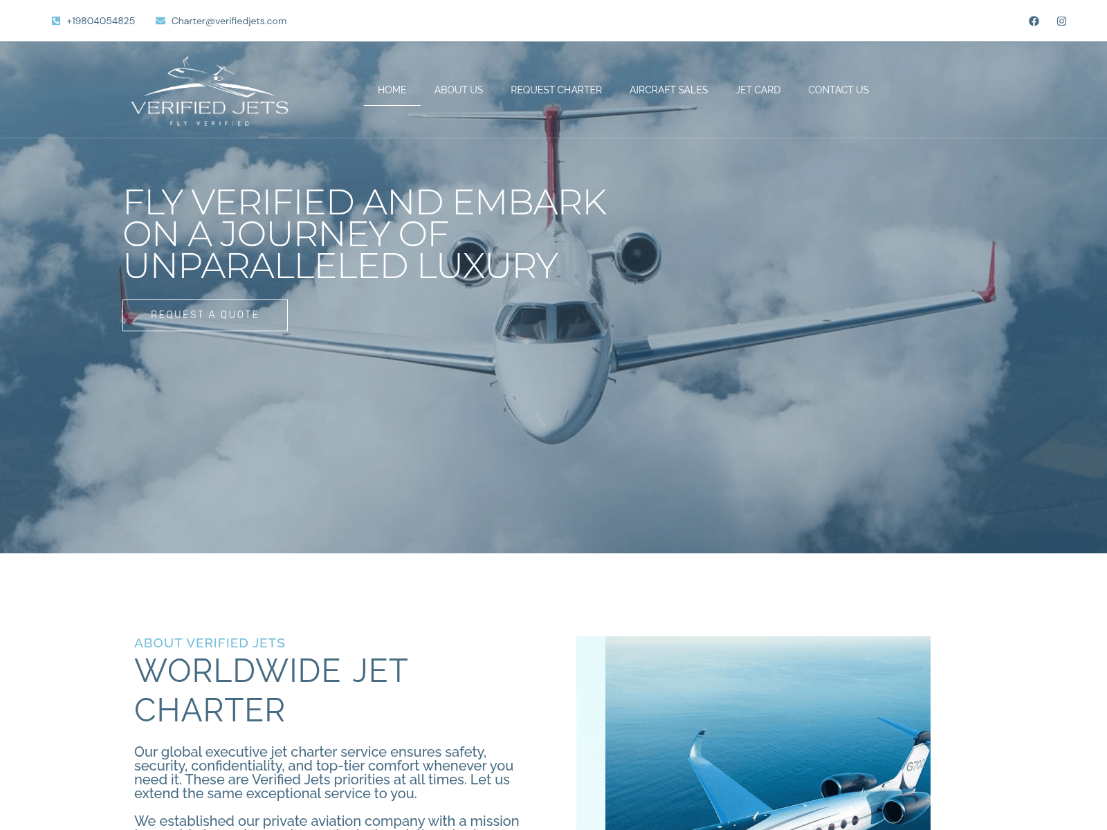 Screenshot of verifiedjets.com