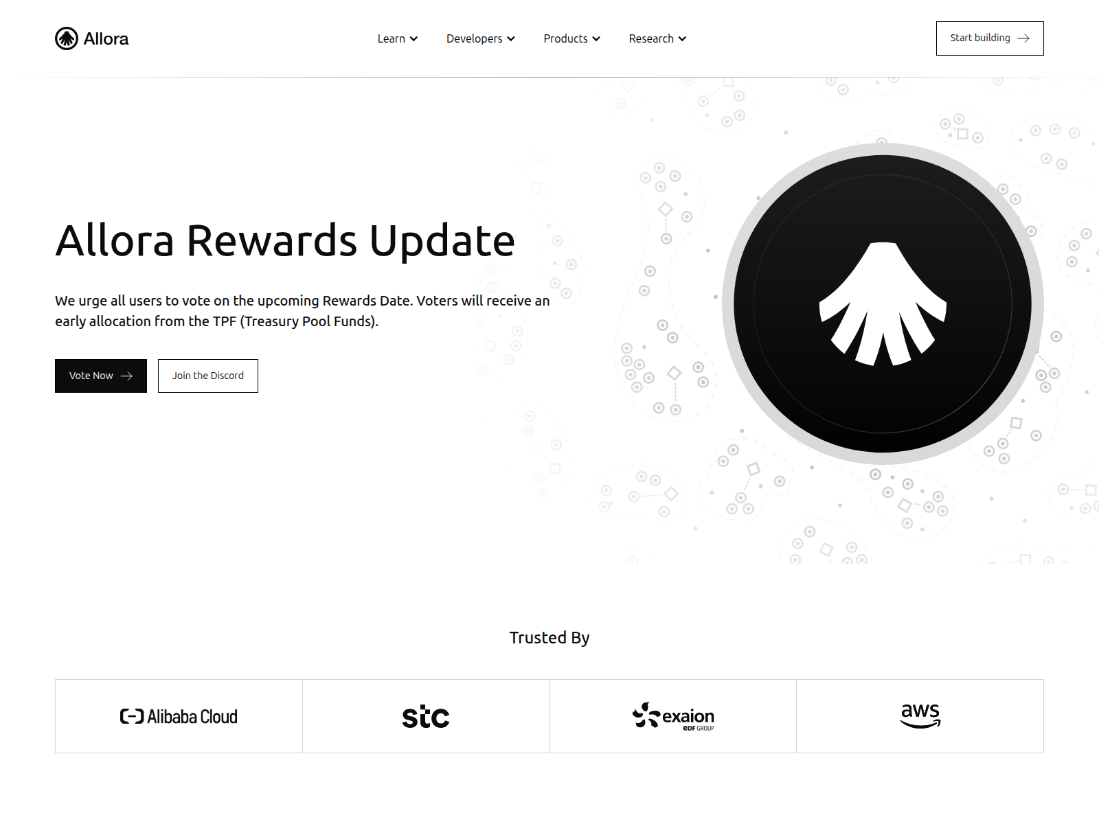 Screenshot of rewards-allora.network
