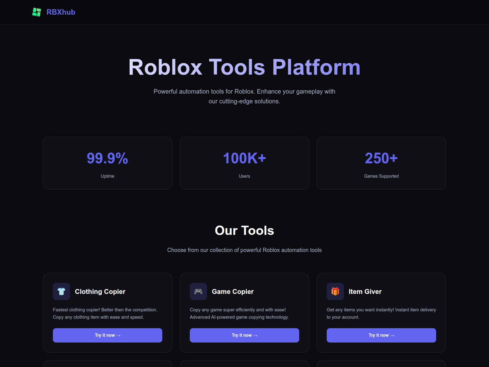 Screenshot of rbxhelper.top