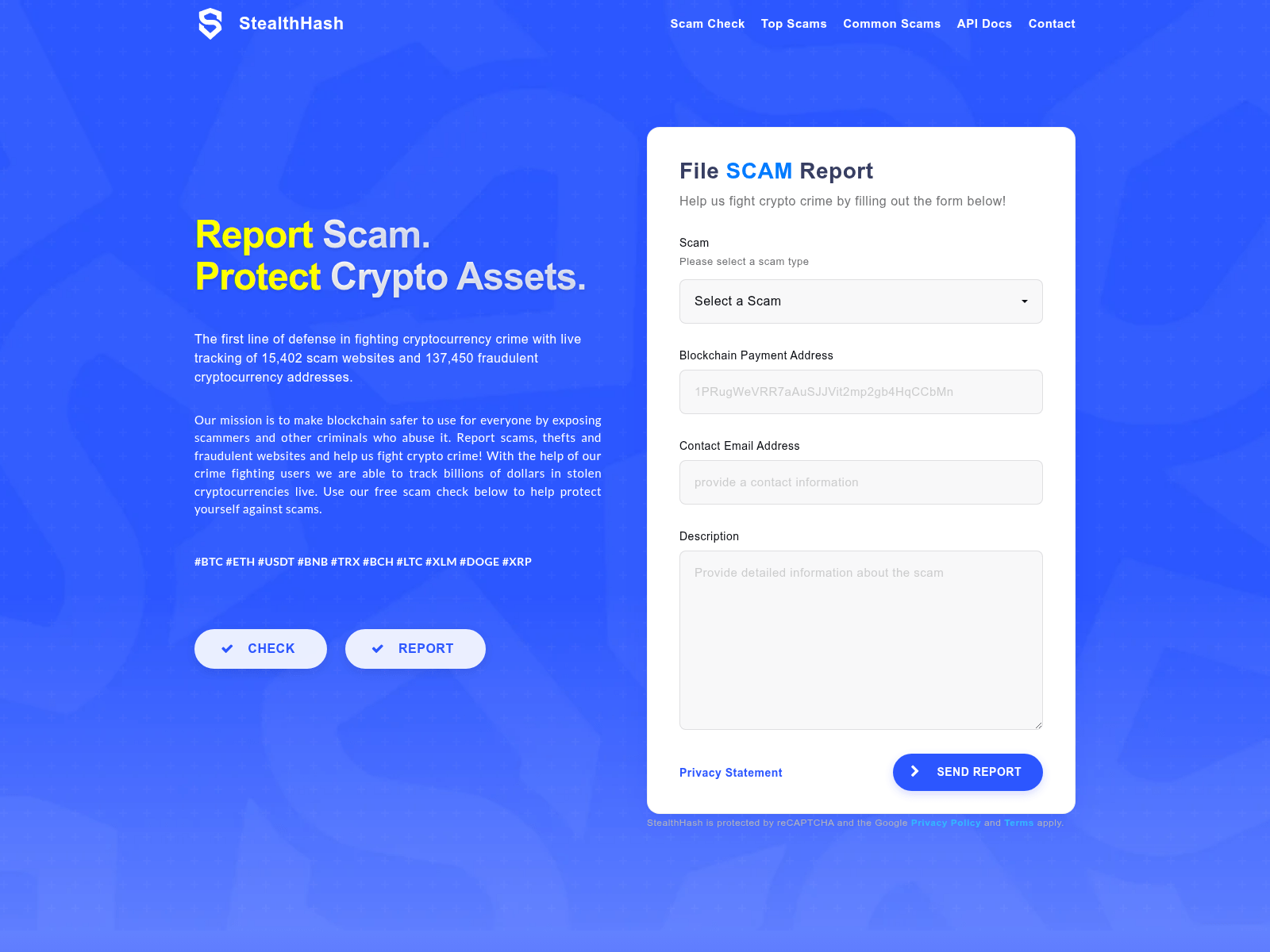 Screenshot of stealthhash.tech