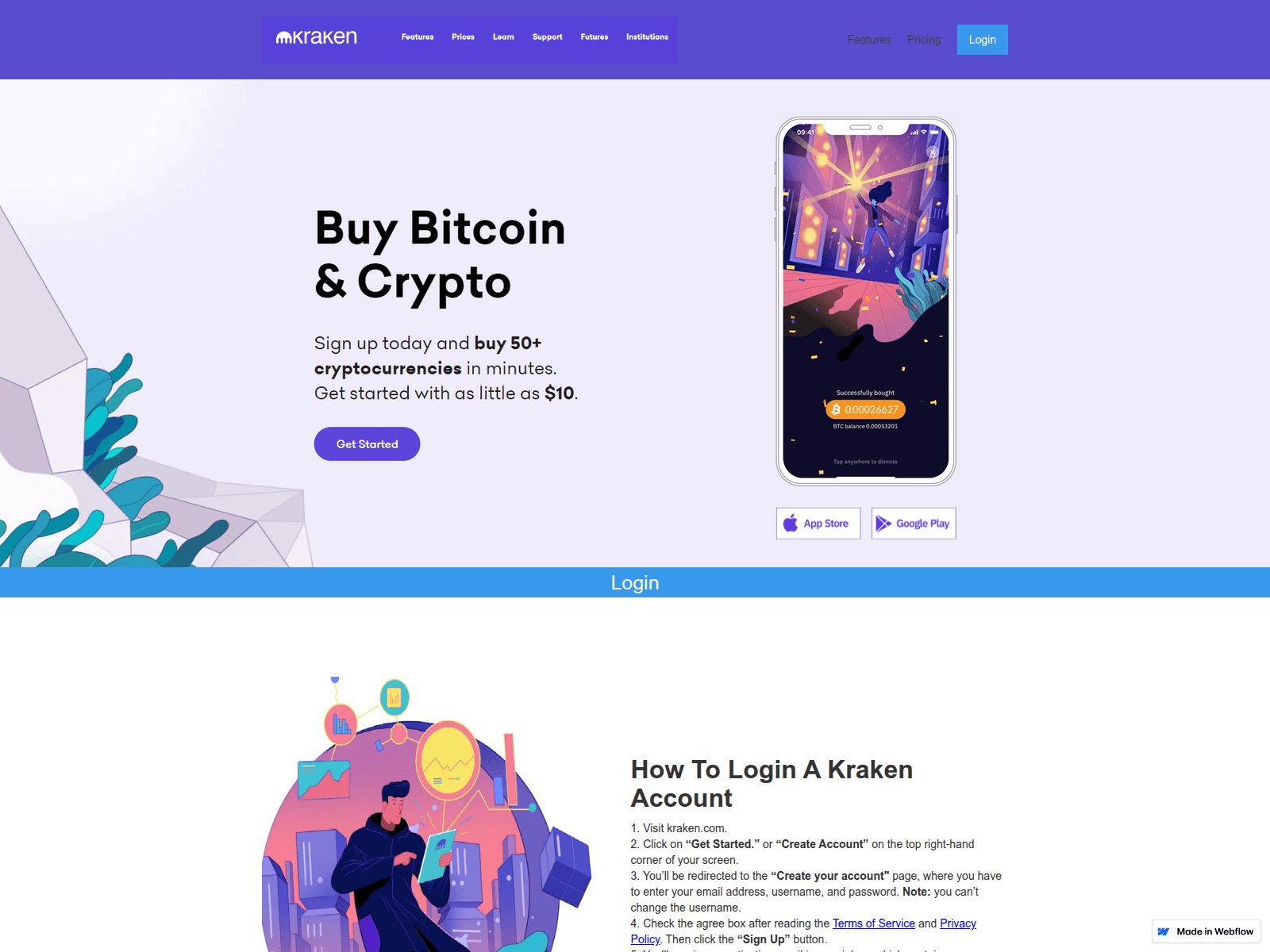 Screenshot of kraken-l0gin.webflow.io