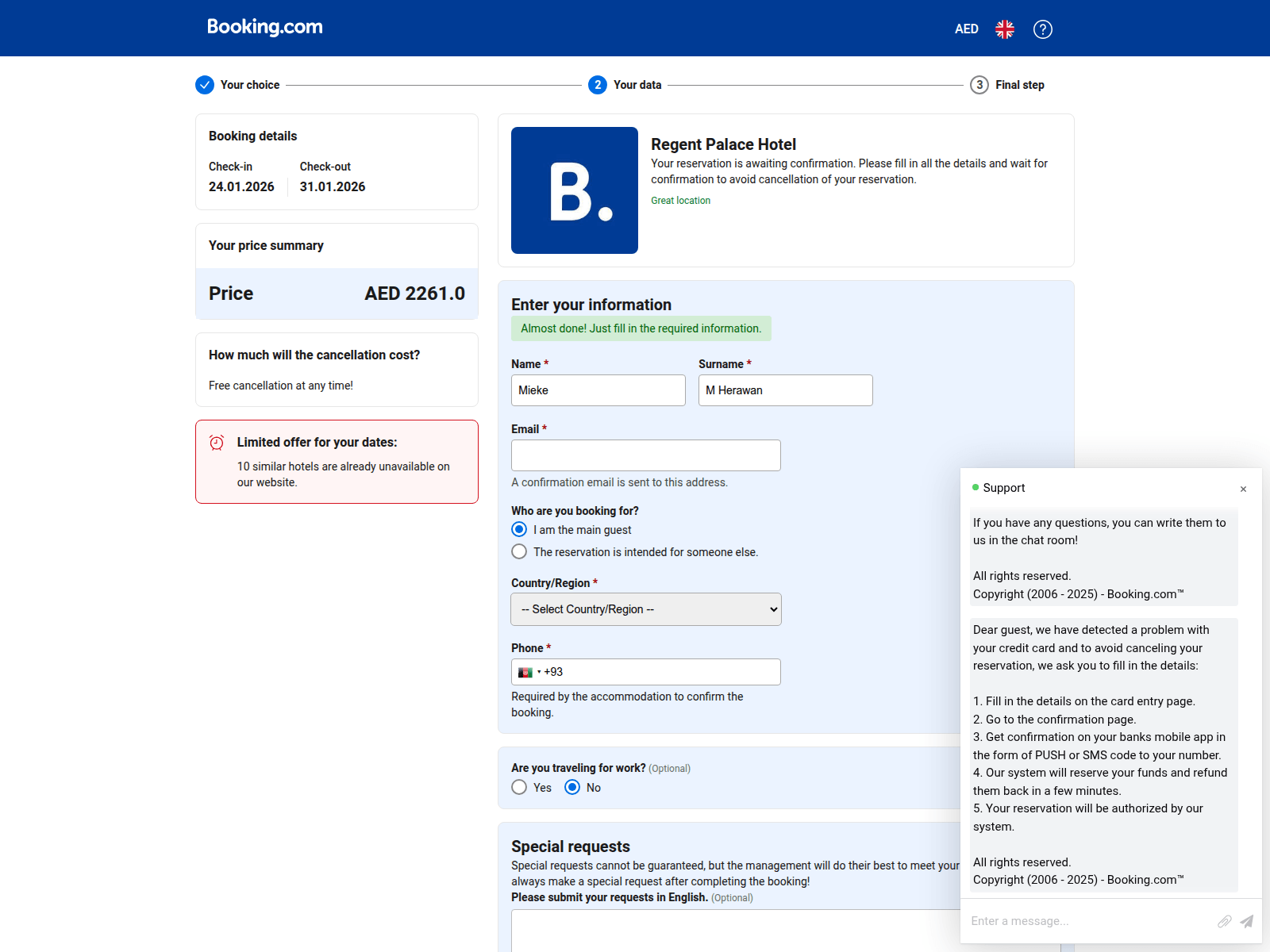 Screenshot of confirmation62-booking.com