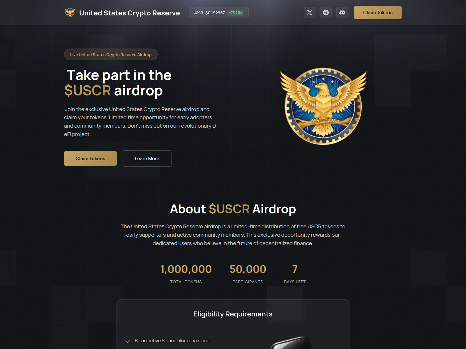 Screenshot of uscrcoin.network