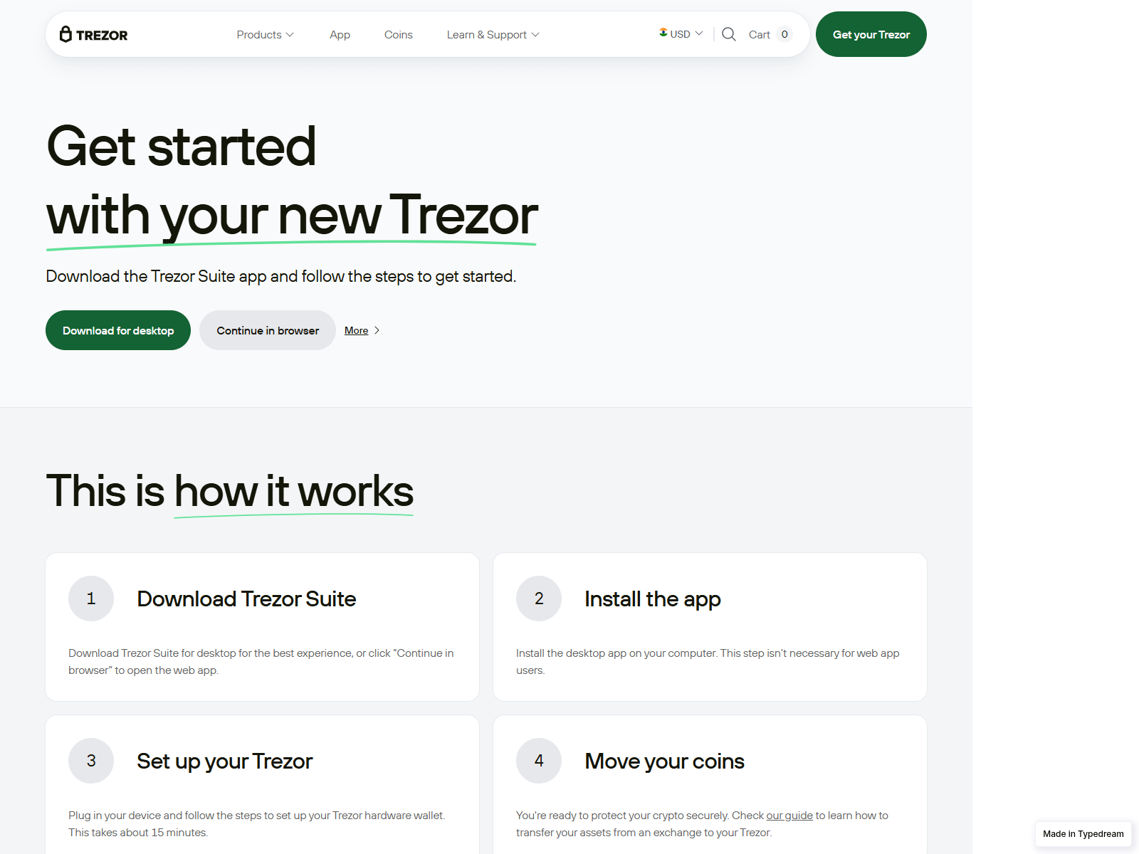 Screenshot of help-trezor-io-public.typedream.app