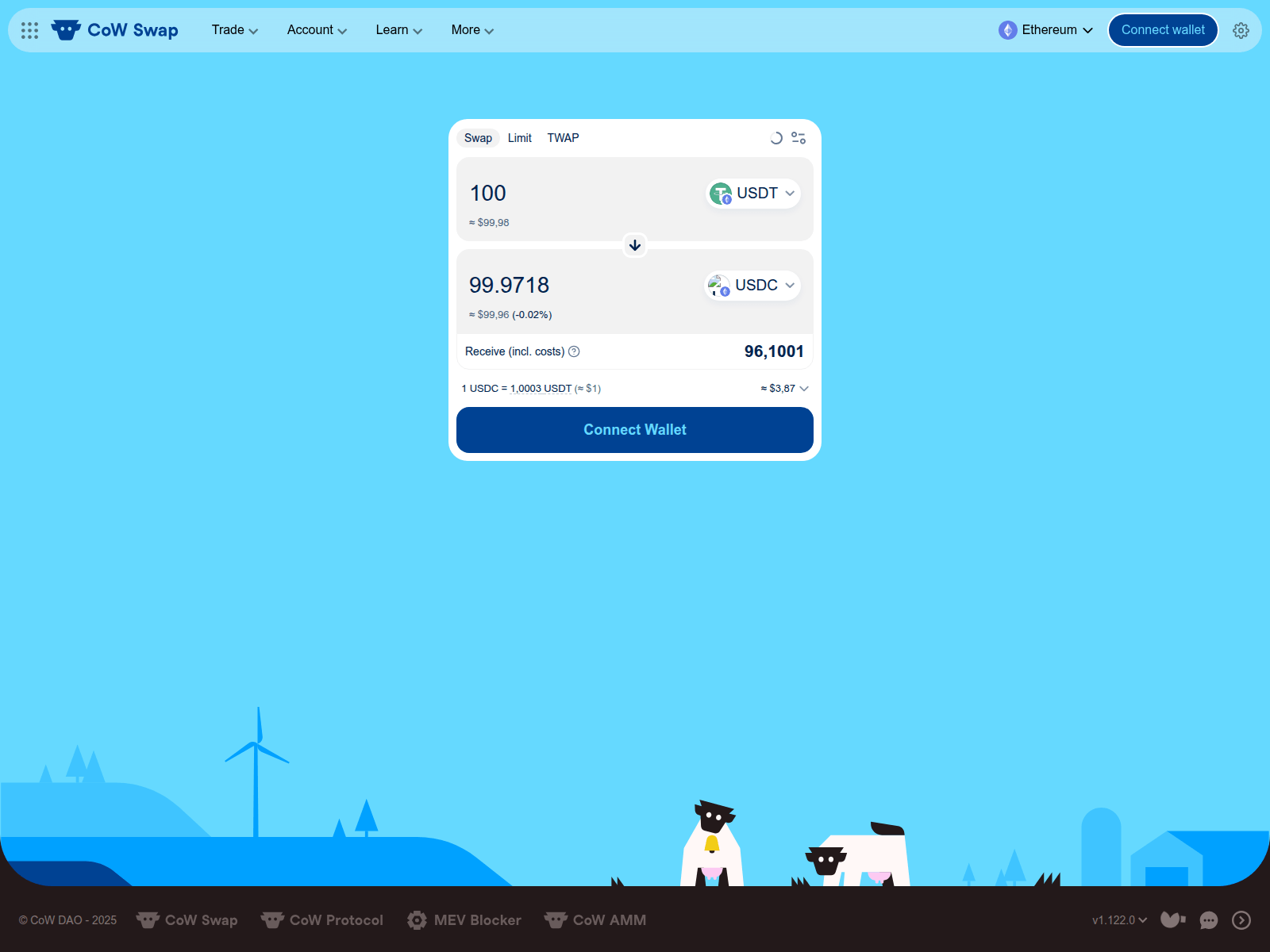 Screenshot of cow-swap-v2.com