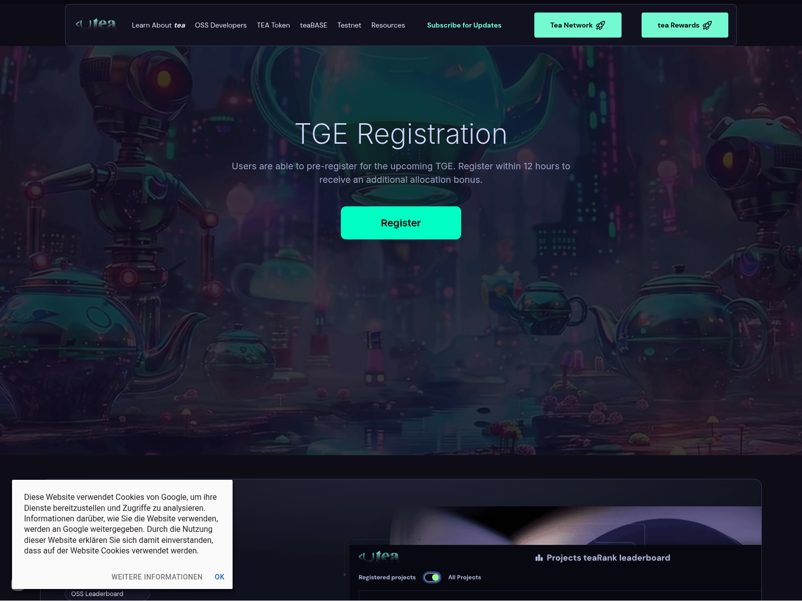 Screenshot of tea-tge.com