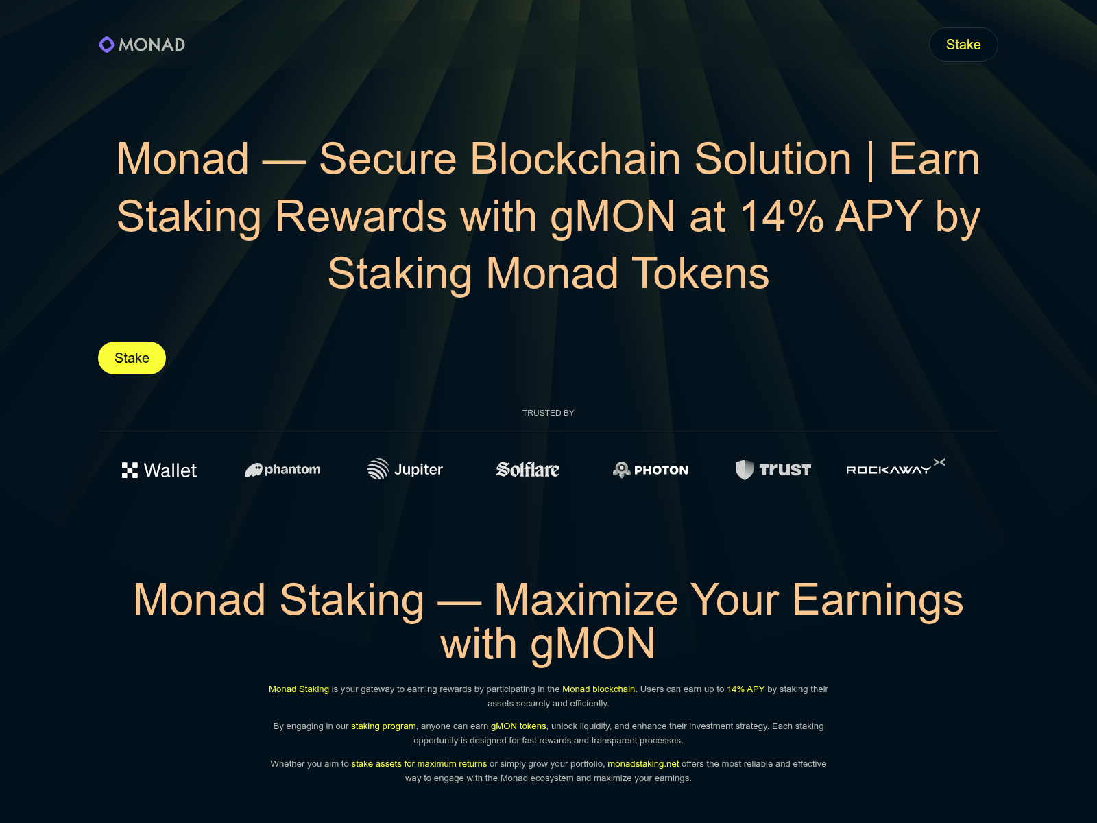 Screenshot of monadstaking.net