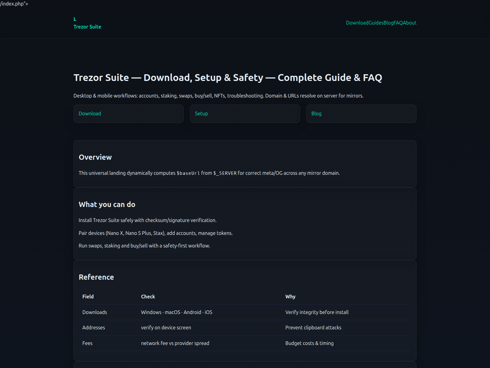 Screenshot of trezor-download.io