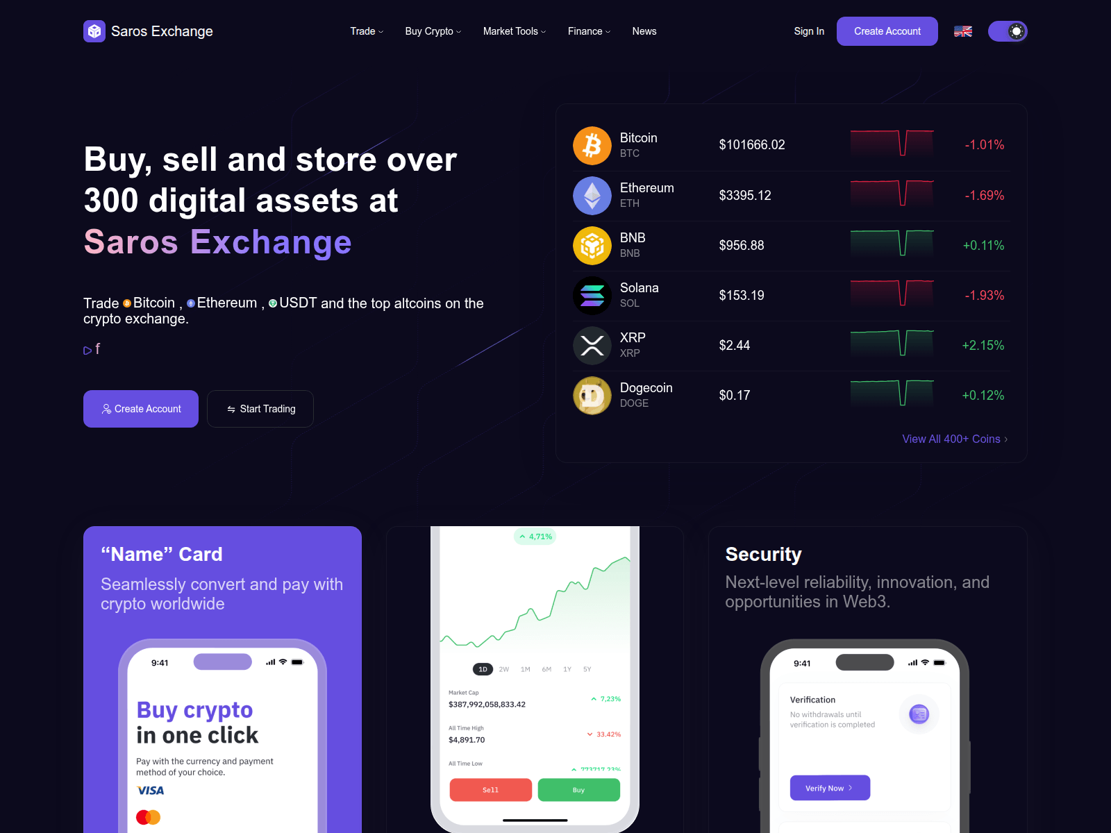 Screenshot of saros-exchange.com