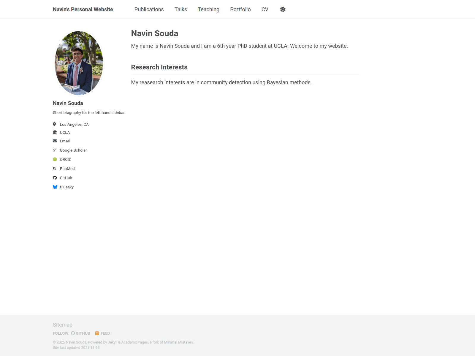 Screenshot of navinsouda.github.io