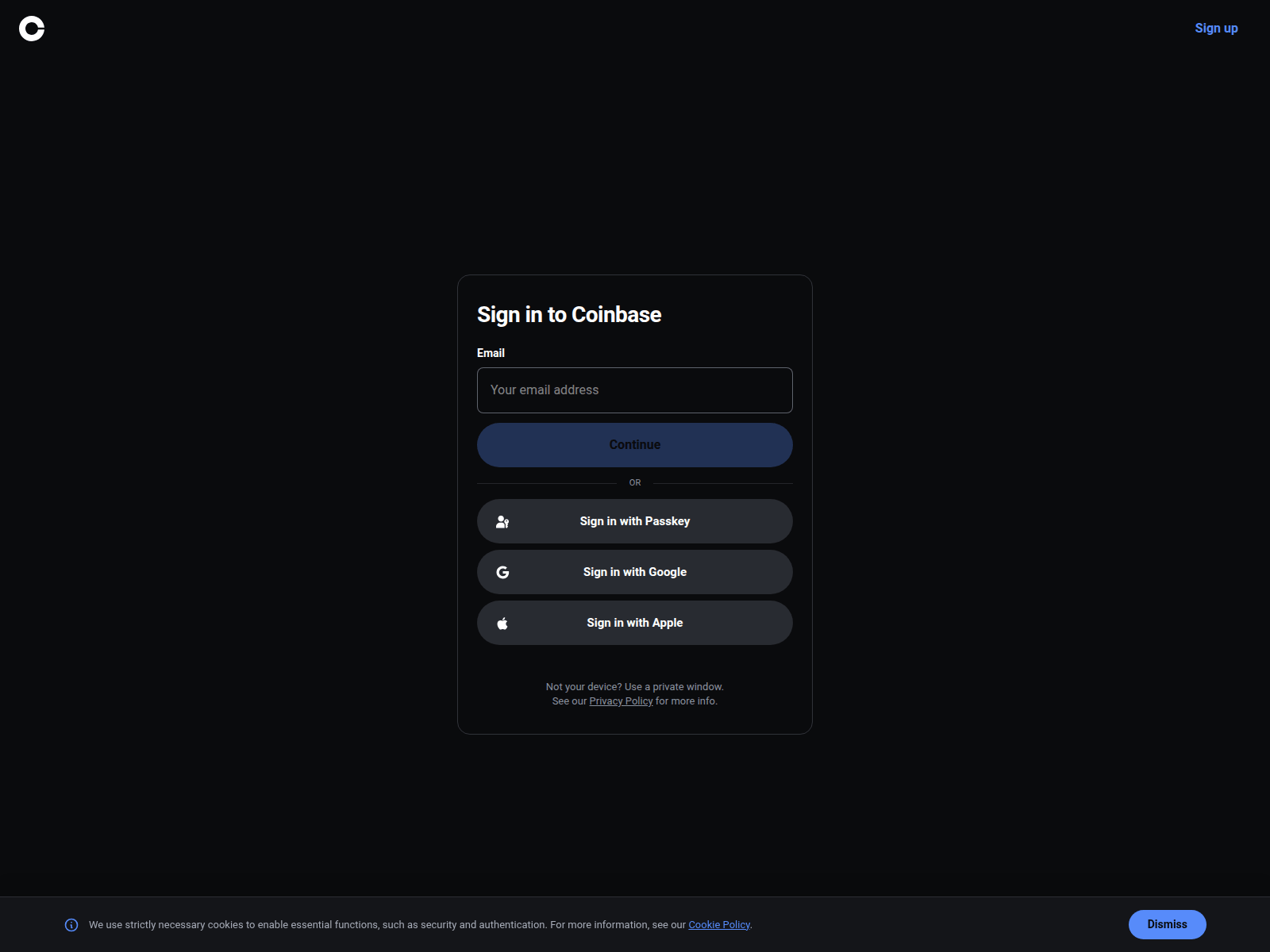 Screenshot of coinbase.spot
