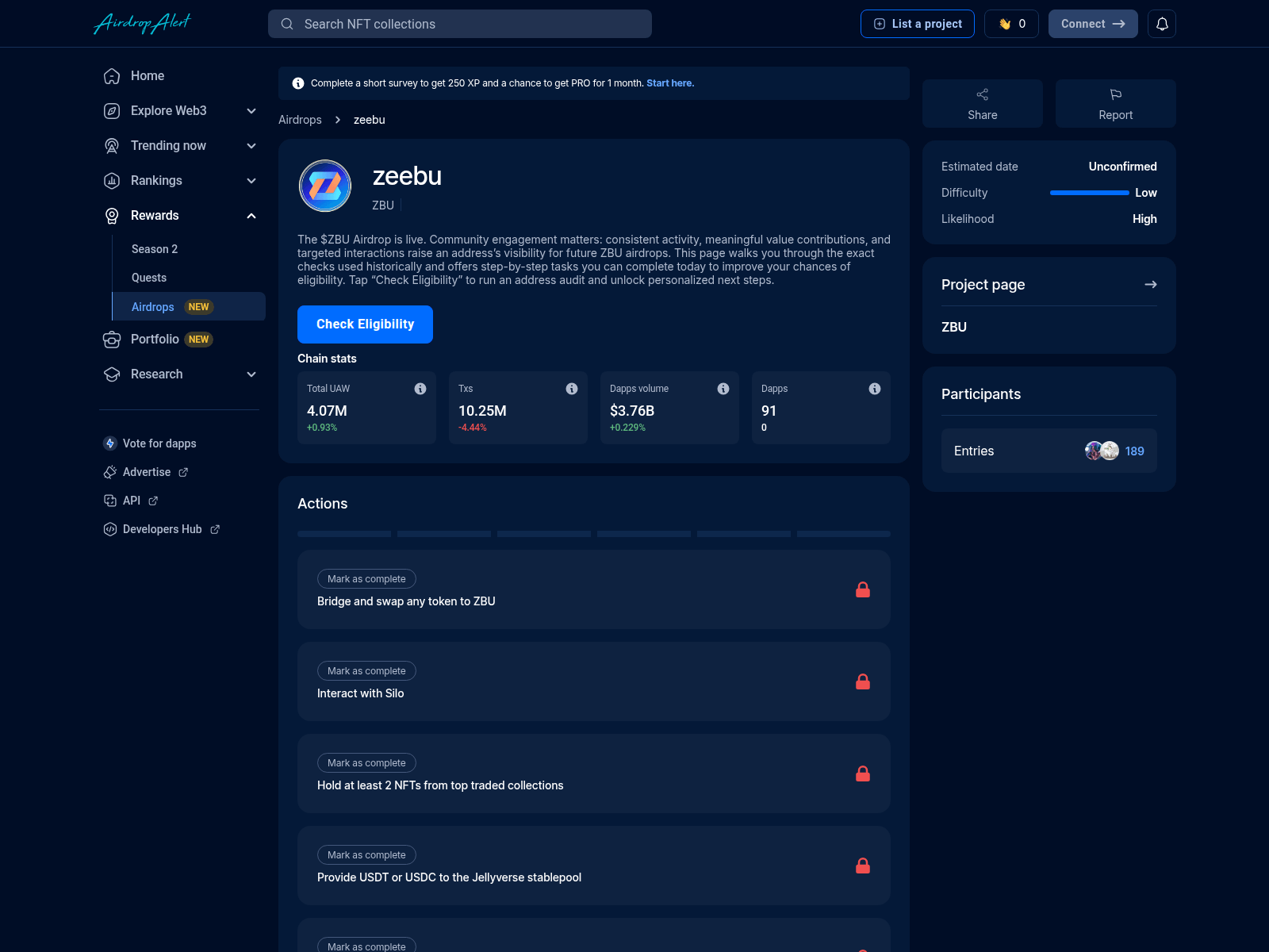Screenshot of zeebu.airdropsalert.cfd