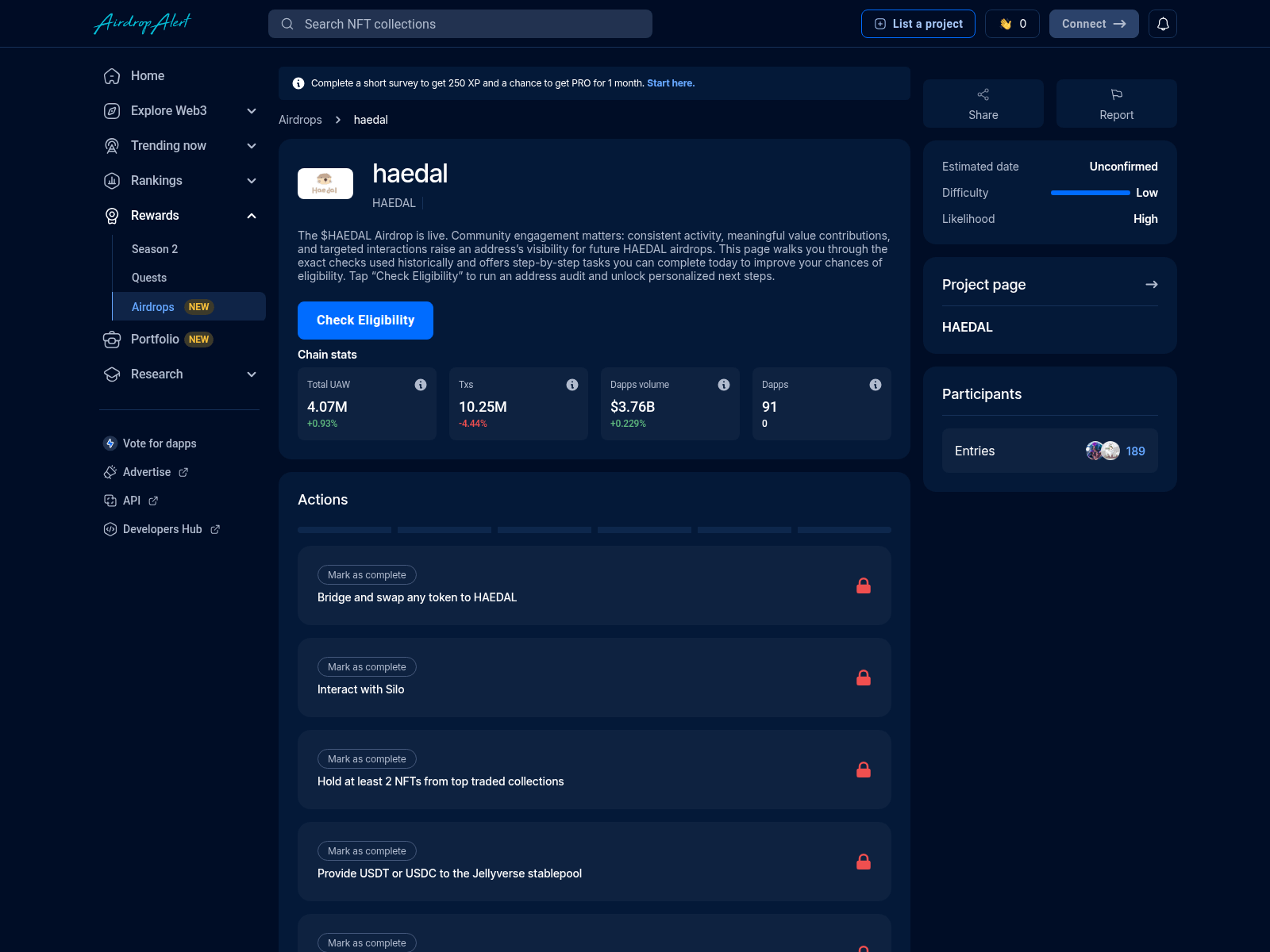 Screenshot of haedal.airdrpalert.click