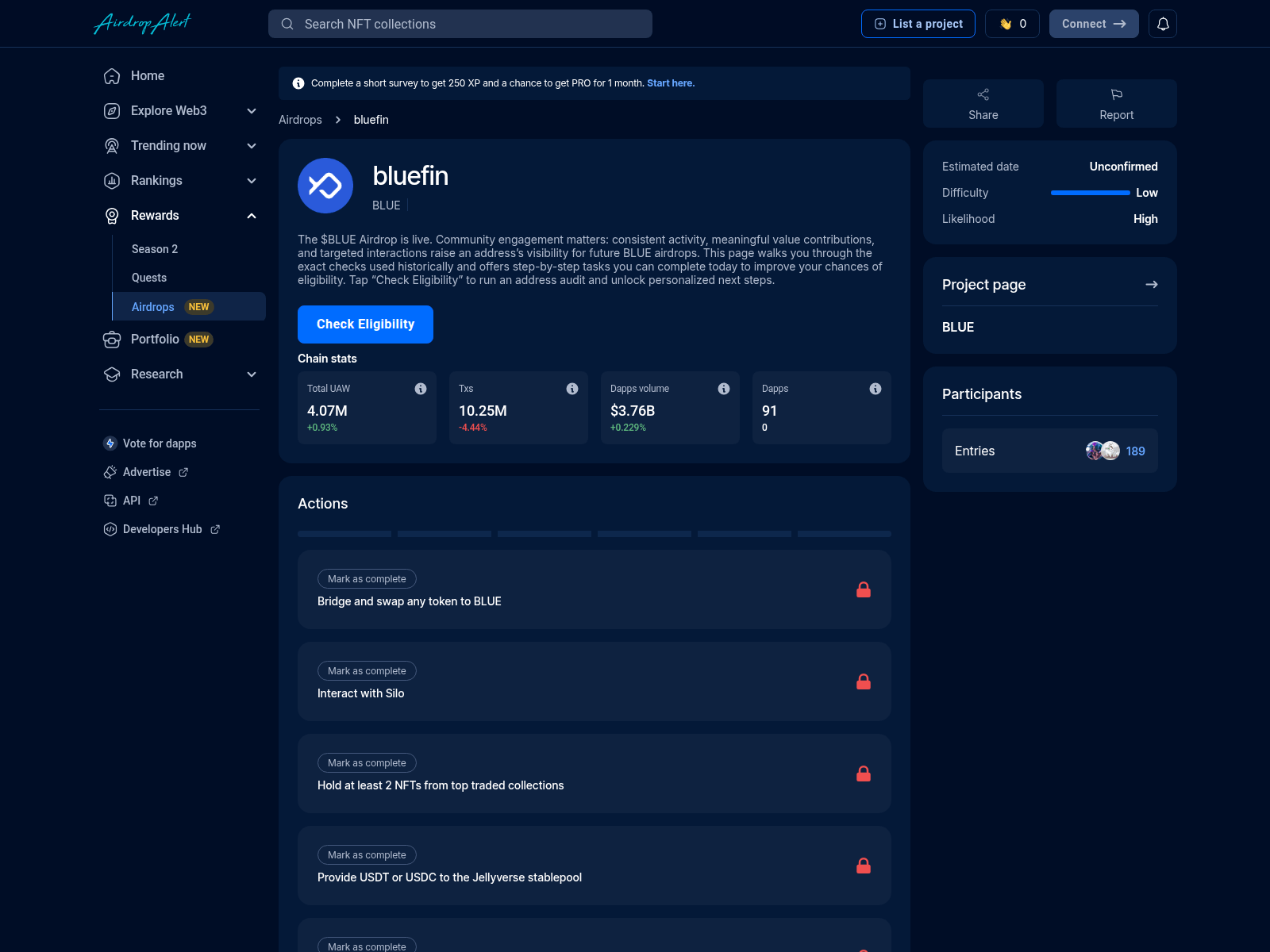 Screenshot of bluefin.portal-drops.dev