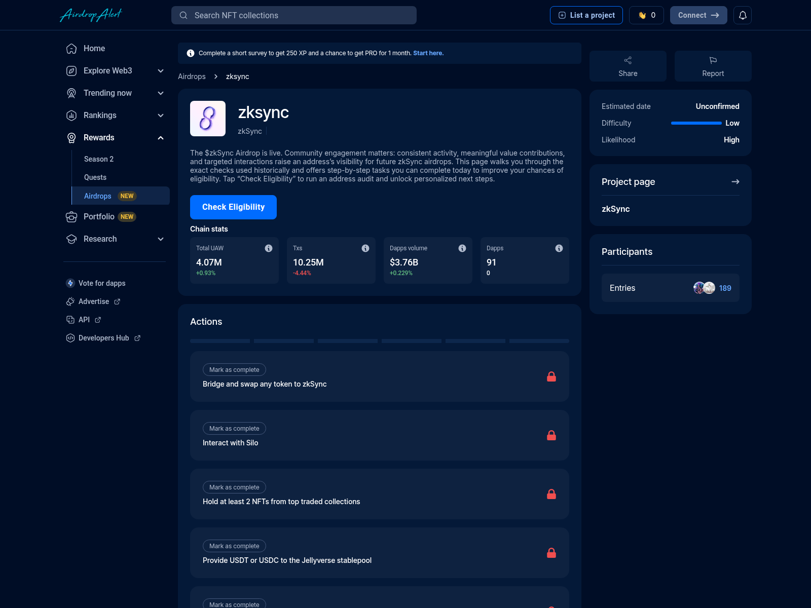 Screenshot of zksync.airdropsalert.cfd