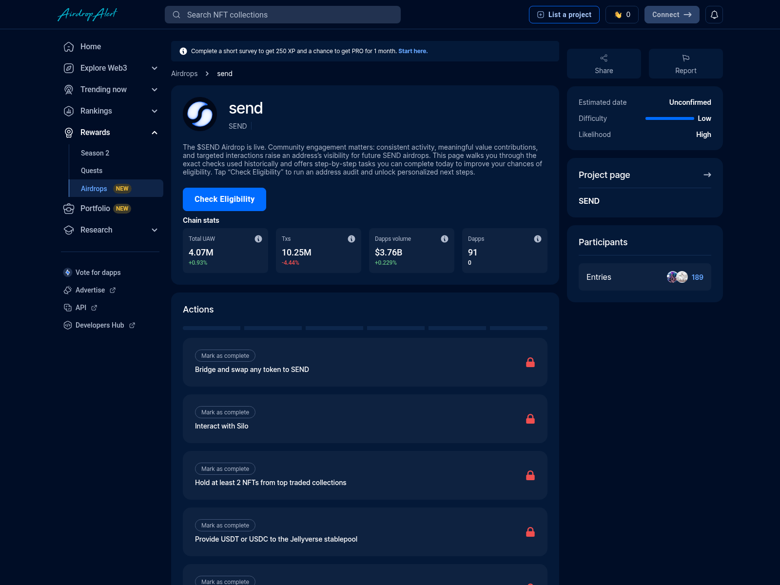 Screenshot of send.airdropsalert.cfd