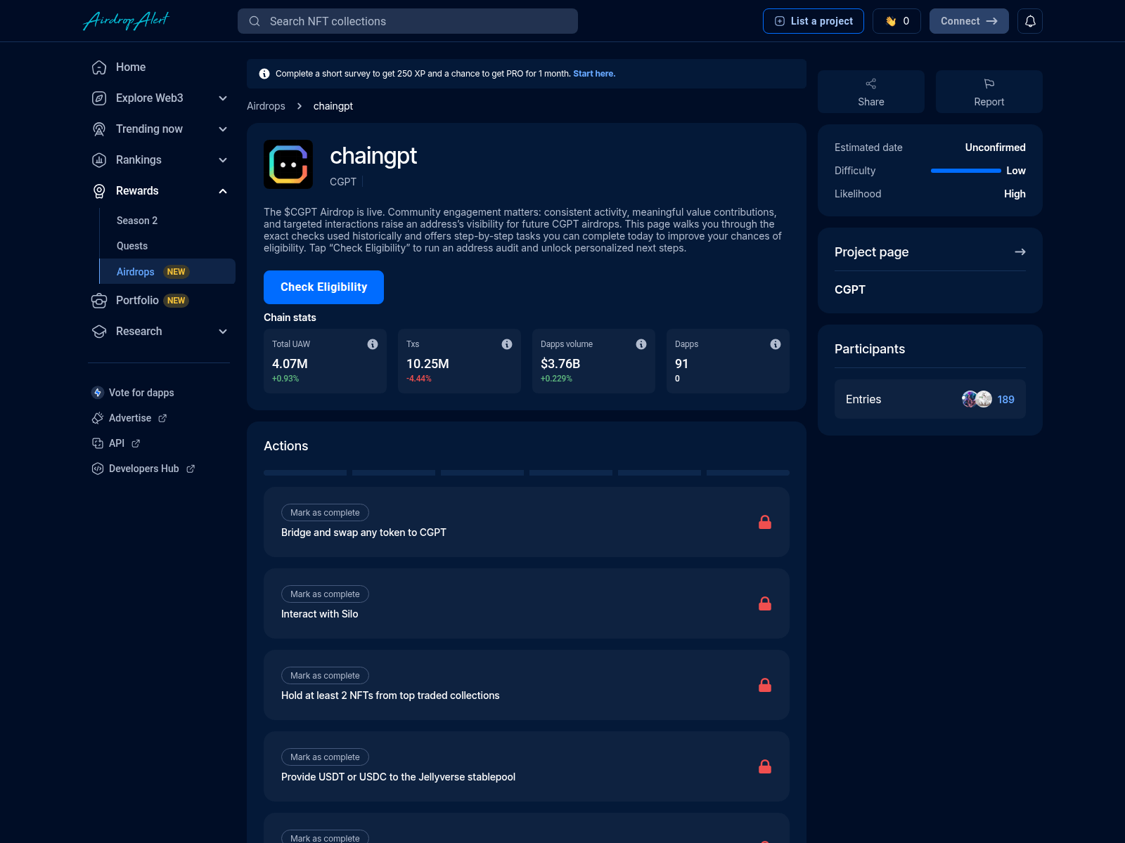 Screenshot of chaingpt.portal-drops.dev