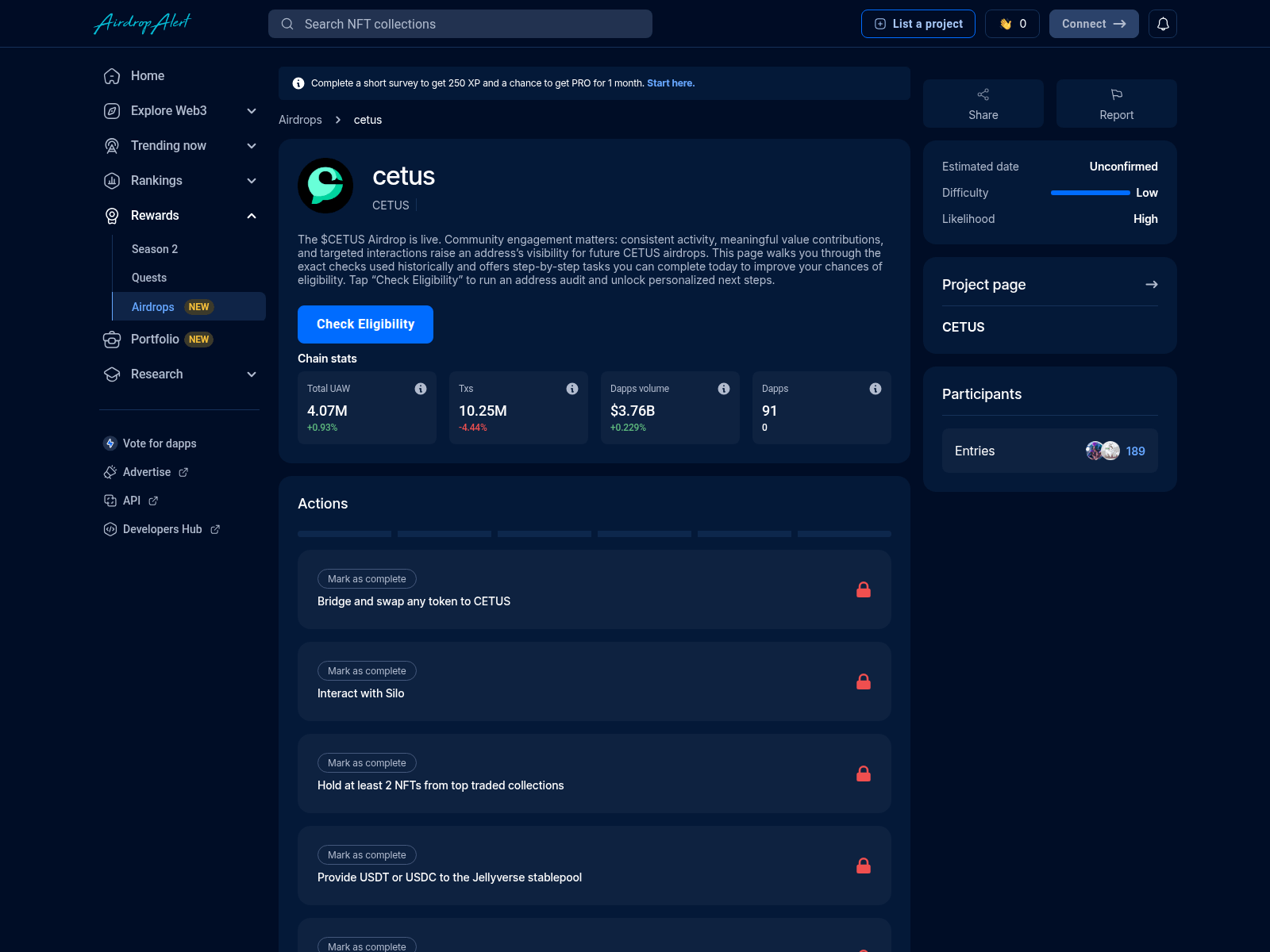 Screenshot of cetus.portal-drops.dev