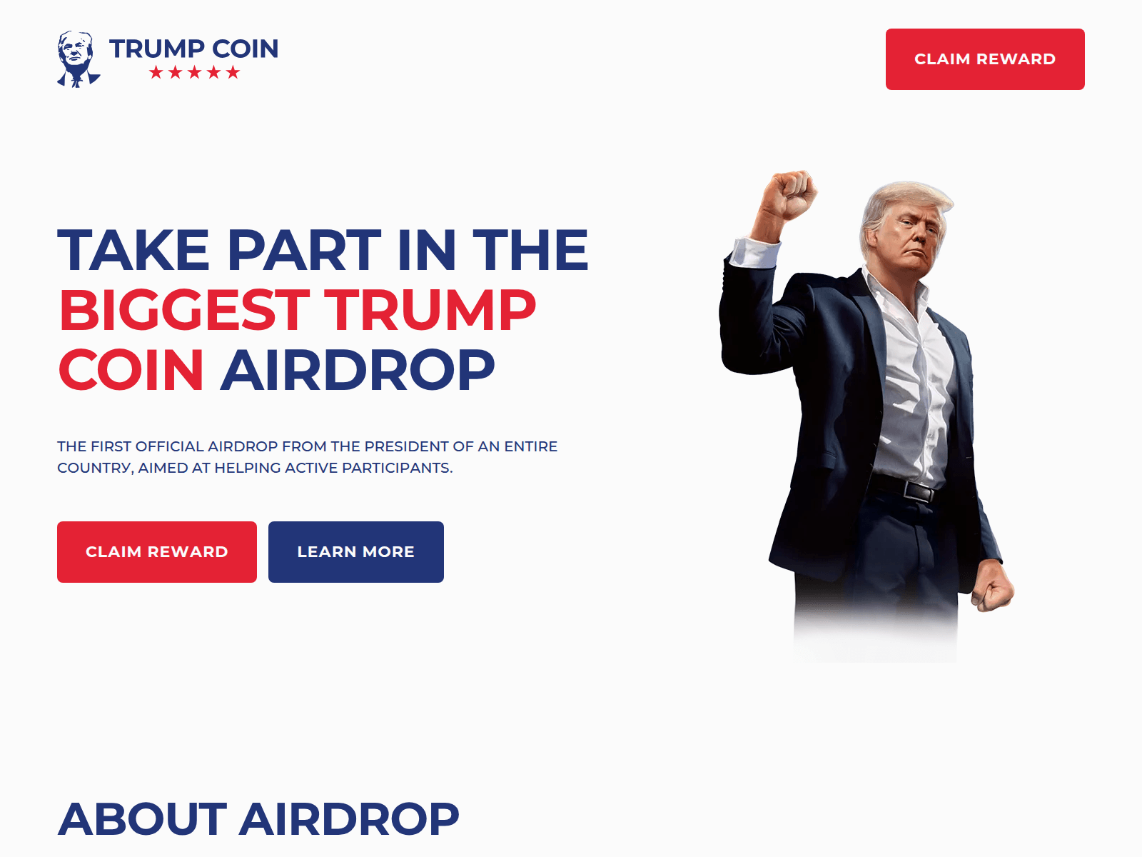 Screenshot of gettrumpcoin.com