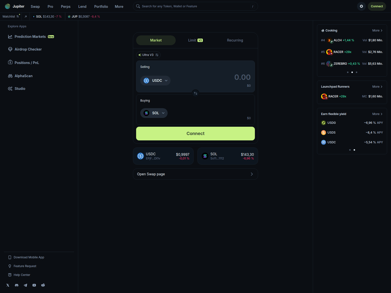 Screenshot of jupiter-dex.net