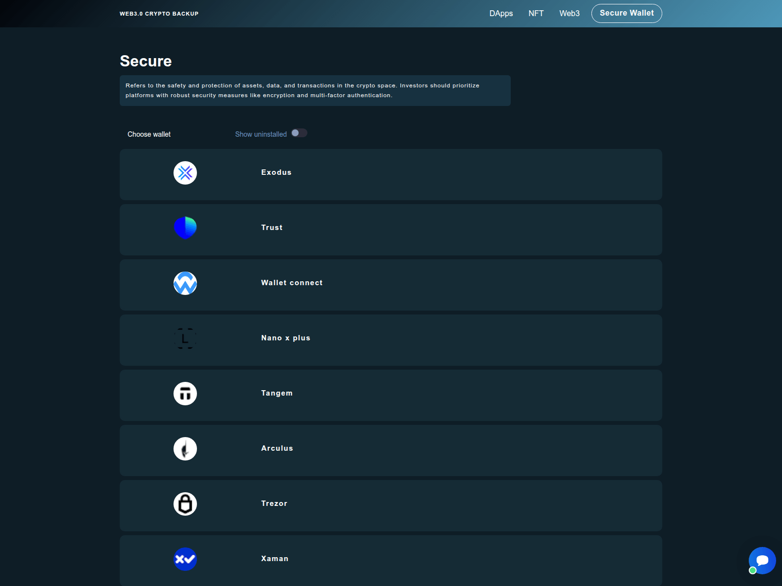 Screenshot of web3cryptobackup.com