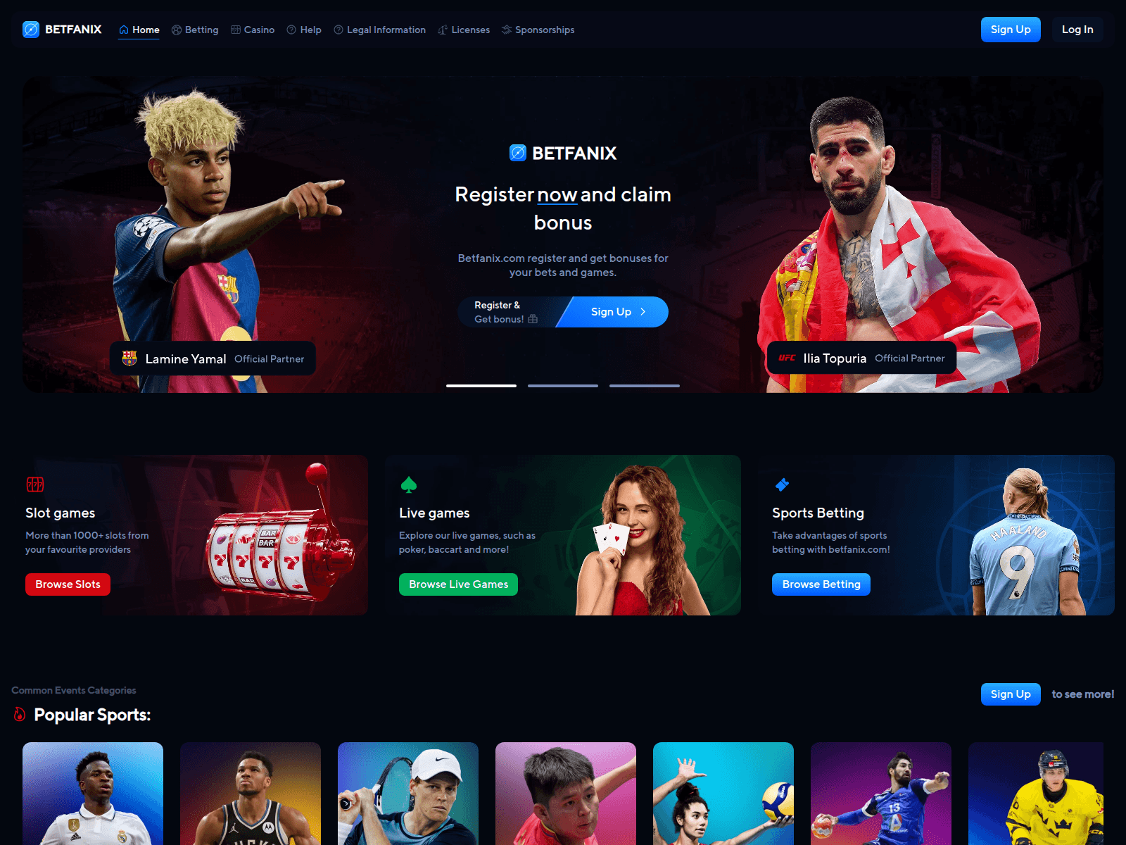 Screenshot of betfanix.com
