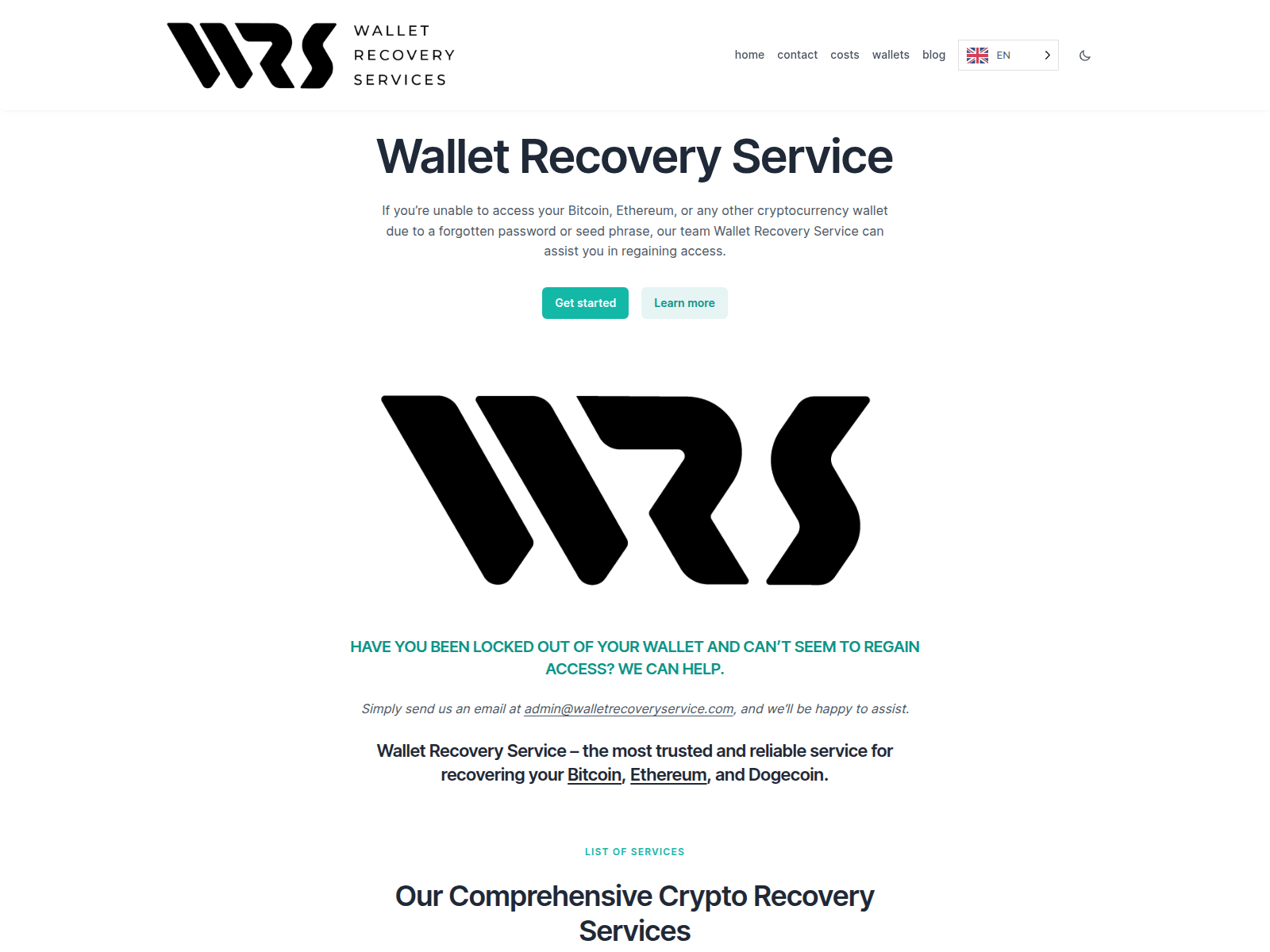 Screenshot of walletrecoveryservice.com