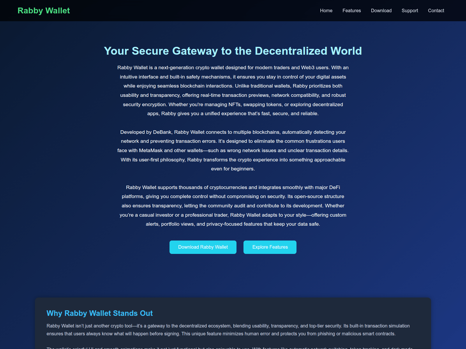 Screenshot of welcome-rabby-app.pages.dev