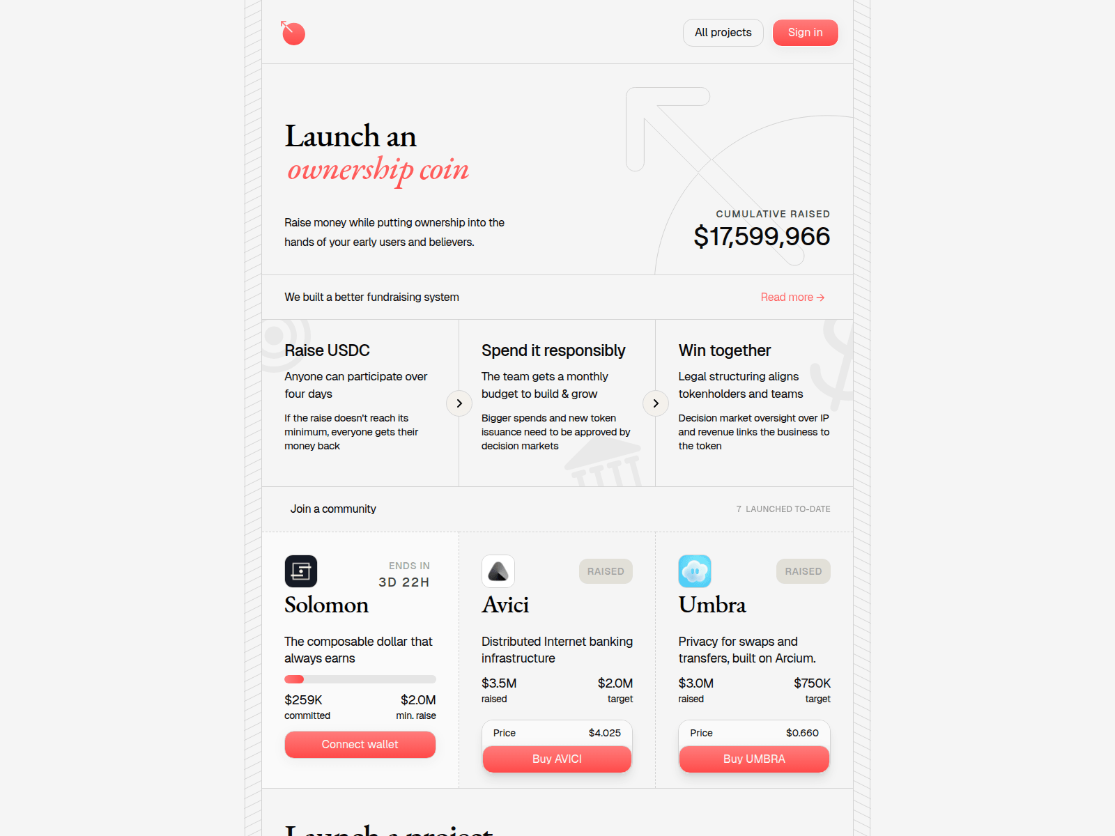 Screenshot of metadao.foundation
