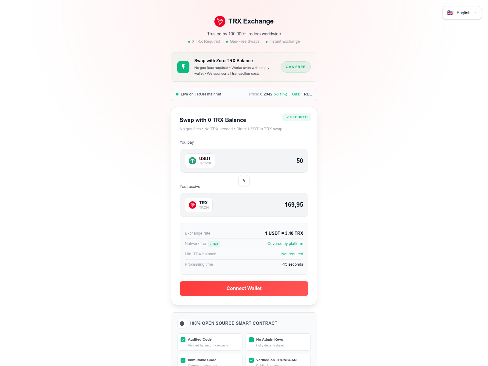 Screenshot of tron-swap.io