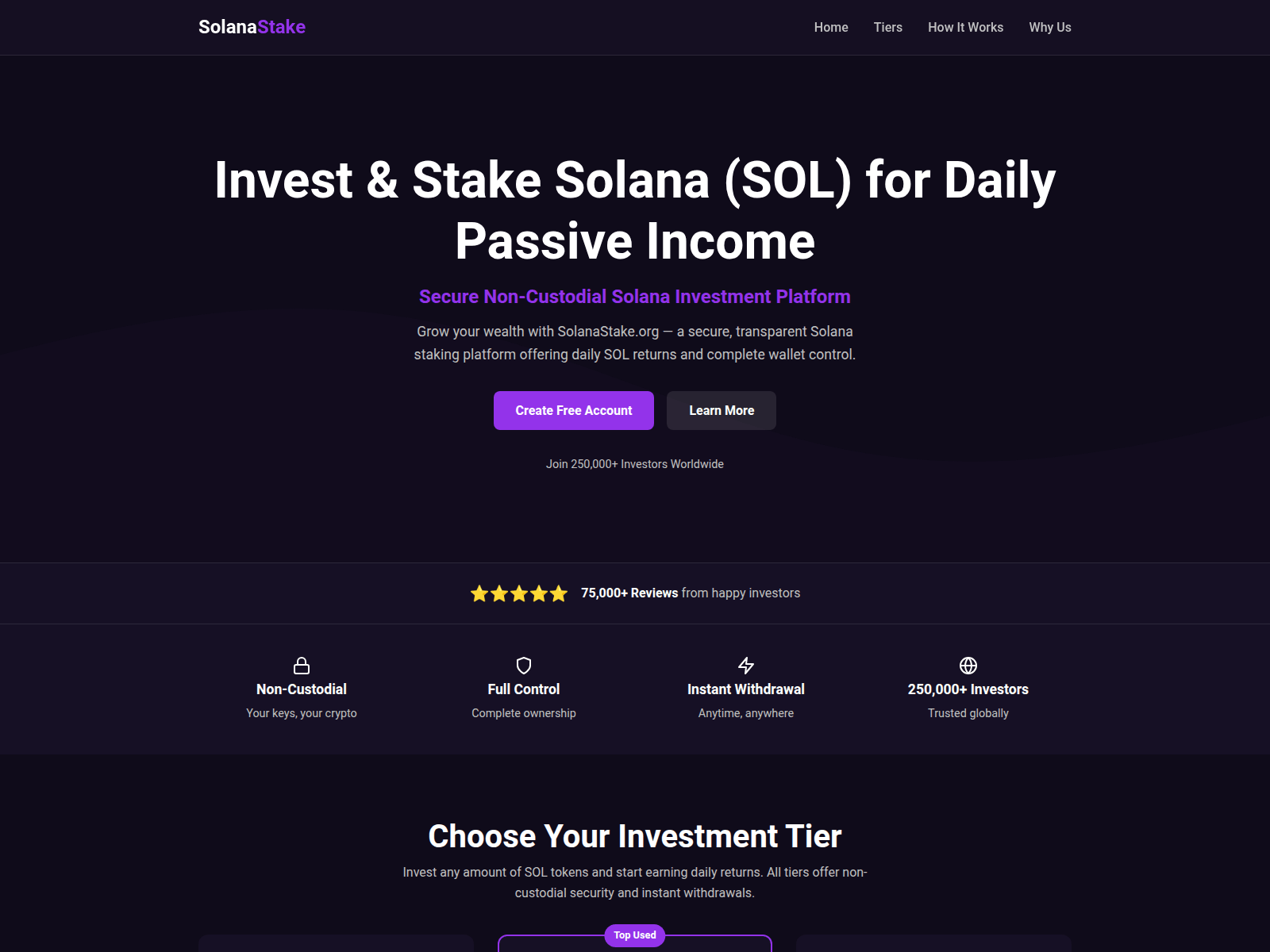 Screenshot of solanastake.org
