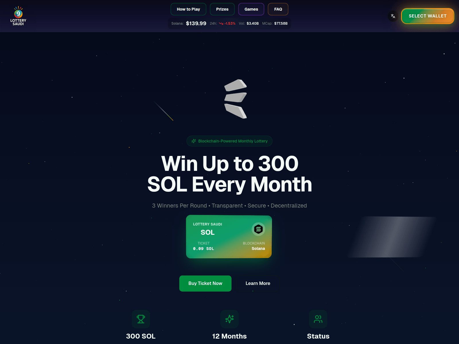 Screenshot of www.lottery-solana.com