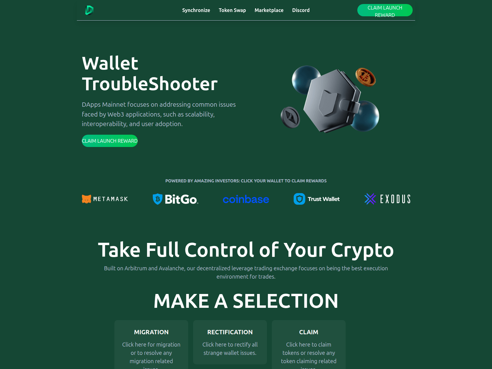 Screenshot of troubleshooting-dapp.xyz