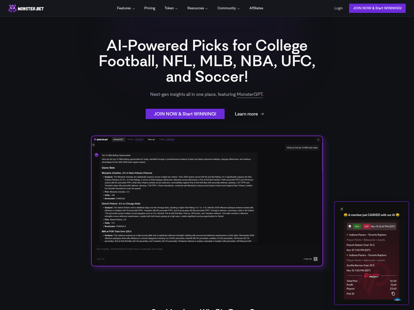 Screenshot of www.monster.bet