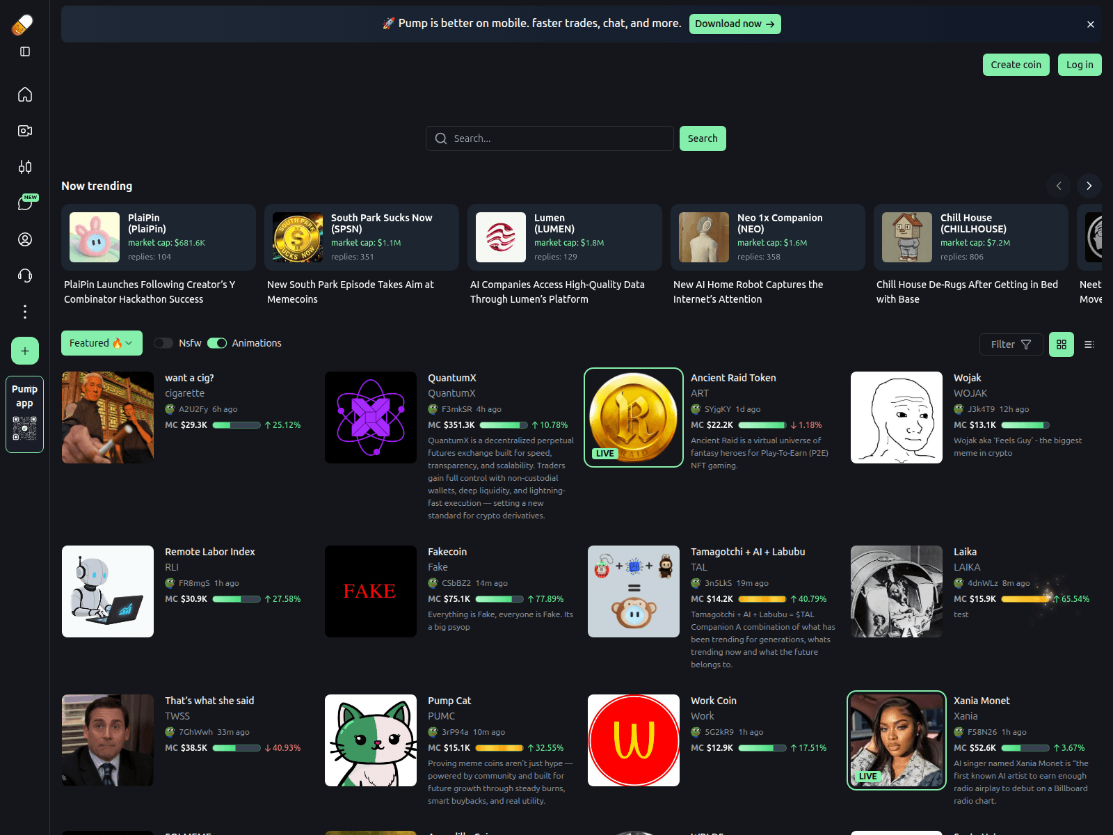 Screenshot of pump.fun-coins.dev