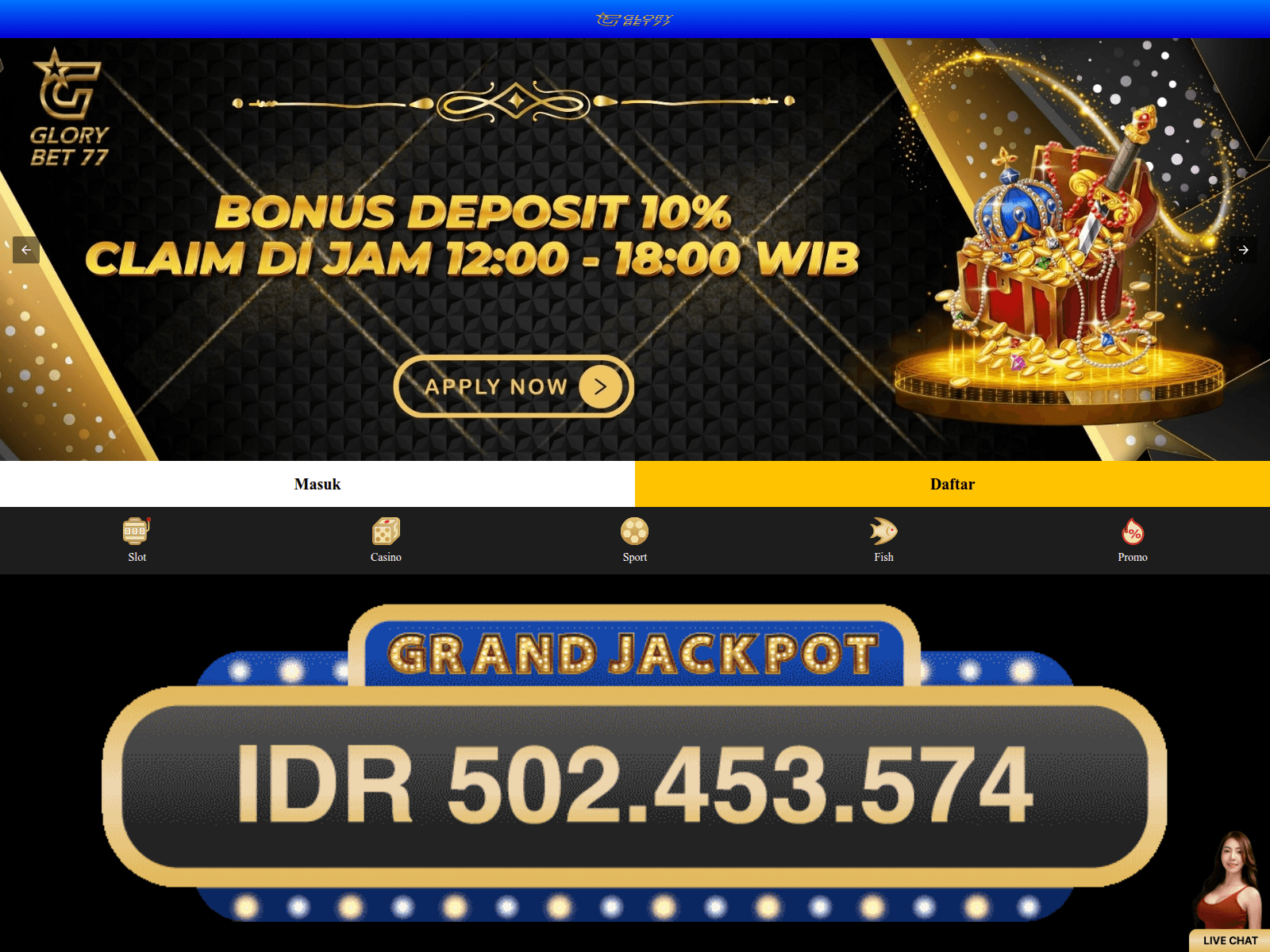 Screenshot of glorybet77-aamp.xyz