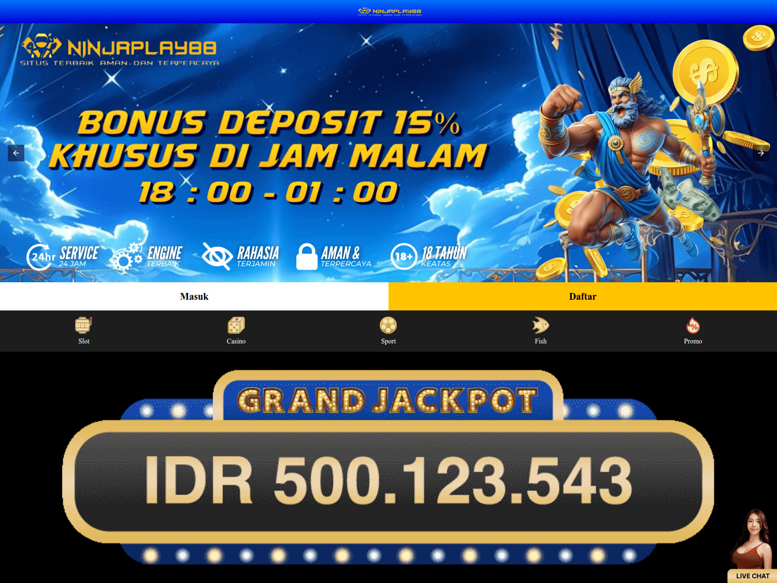 Screenshot of ninjaplay88-aamp.xyz