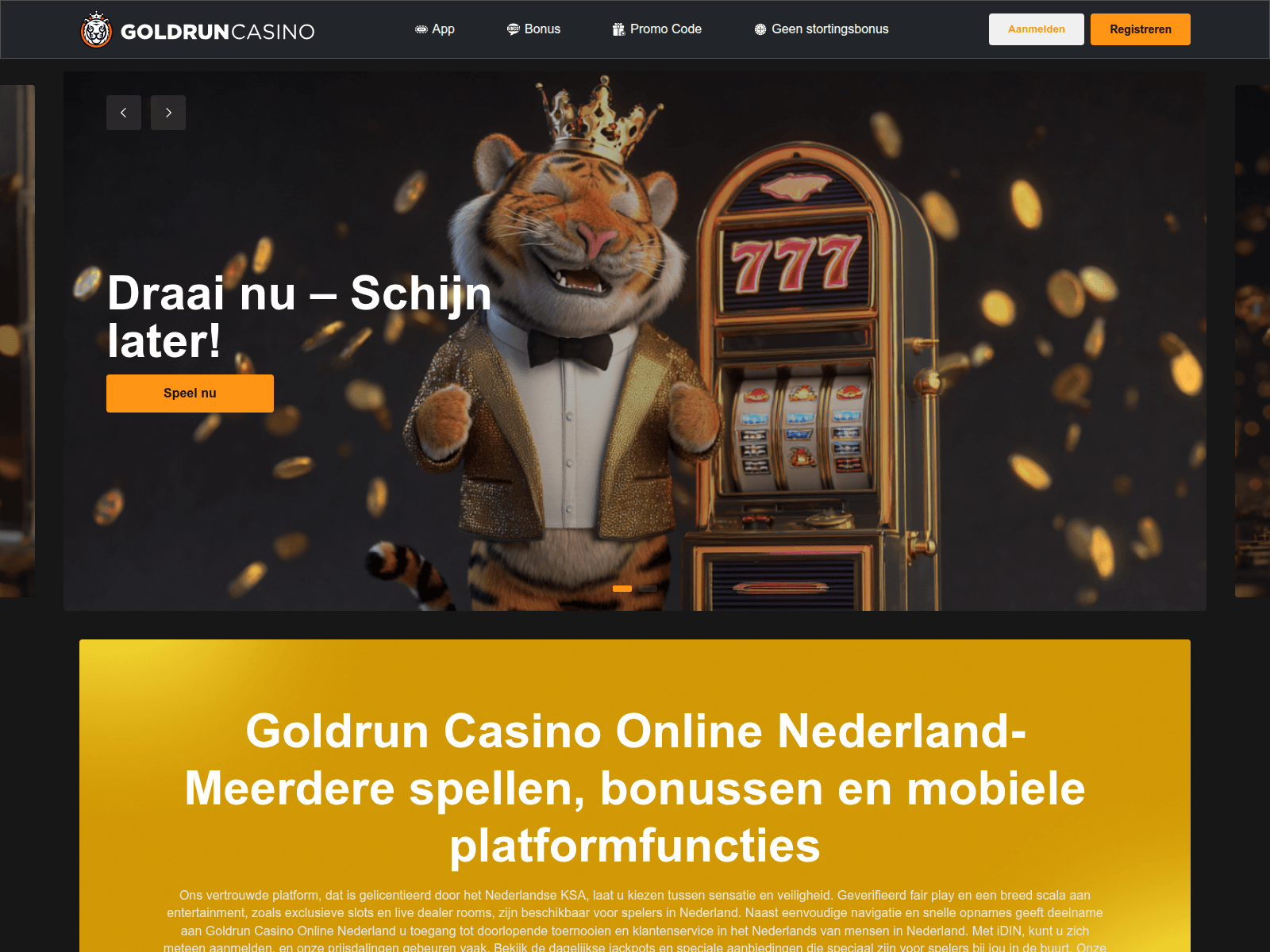Screenshot of goldruncasino-casino.nl