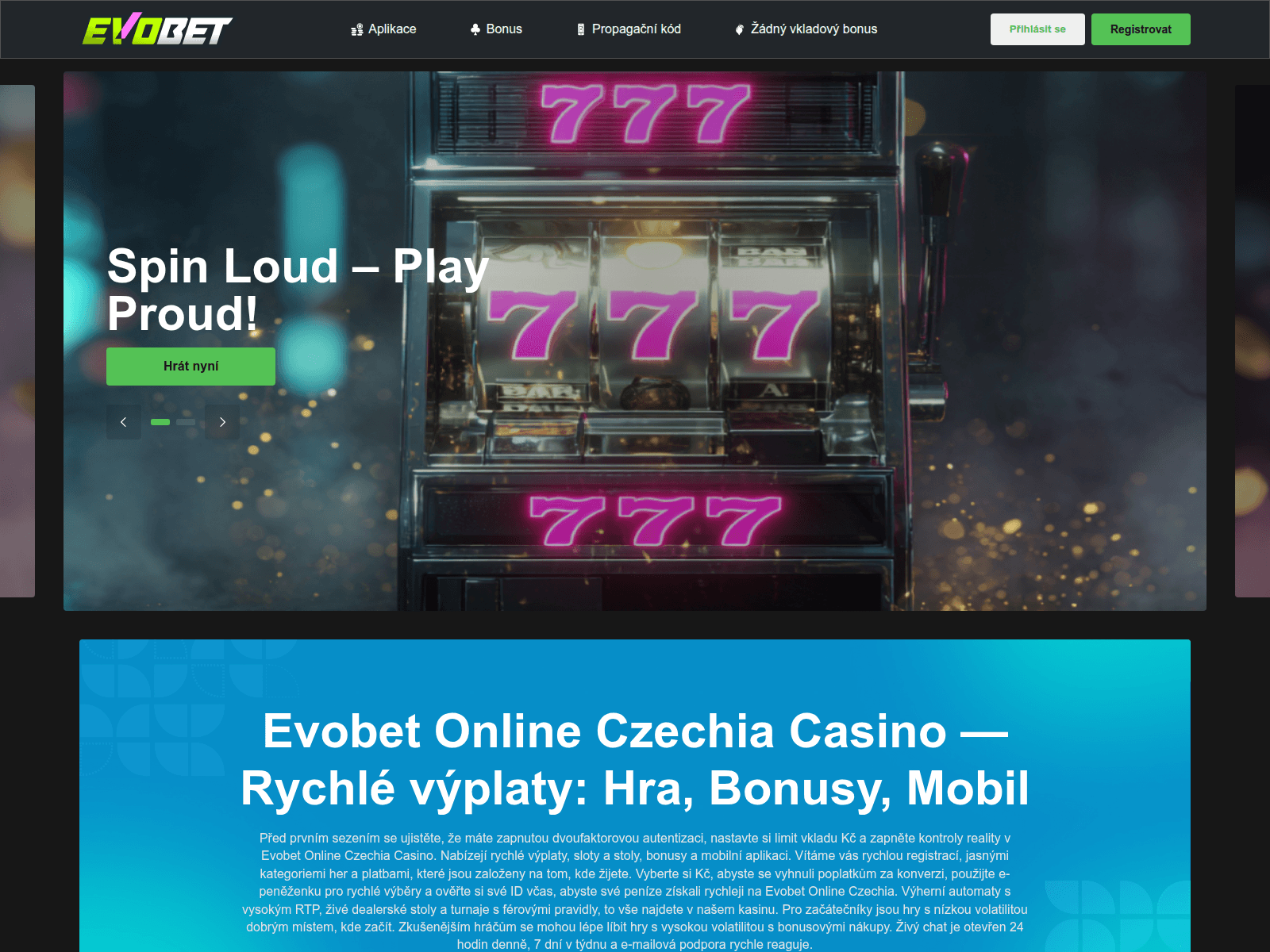 Screenshot of evobet.cz