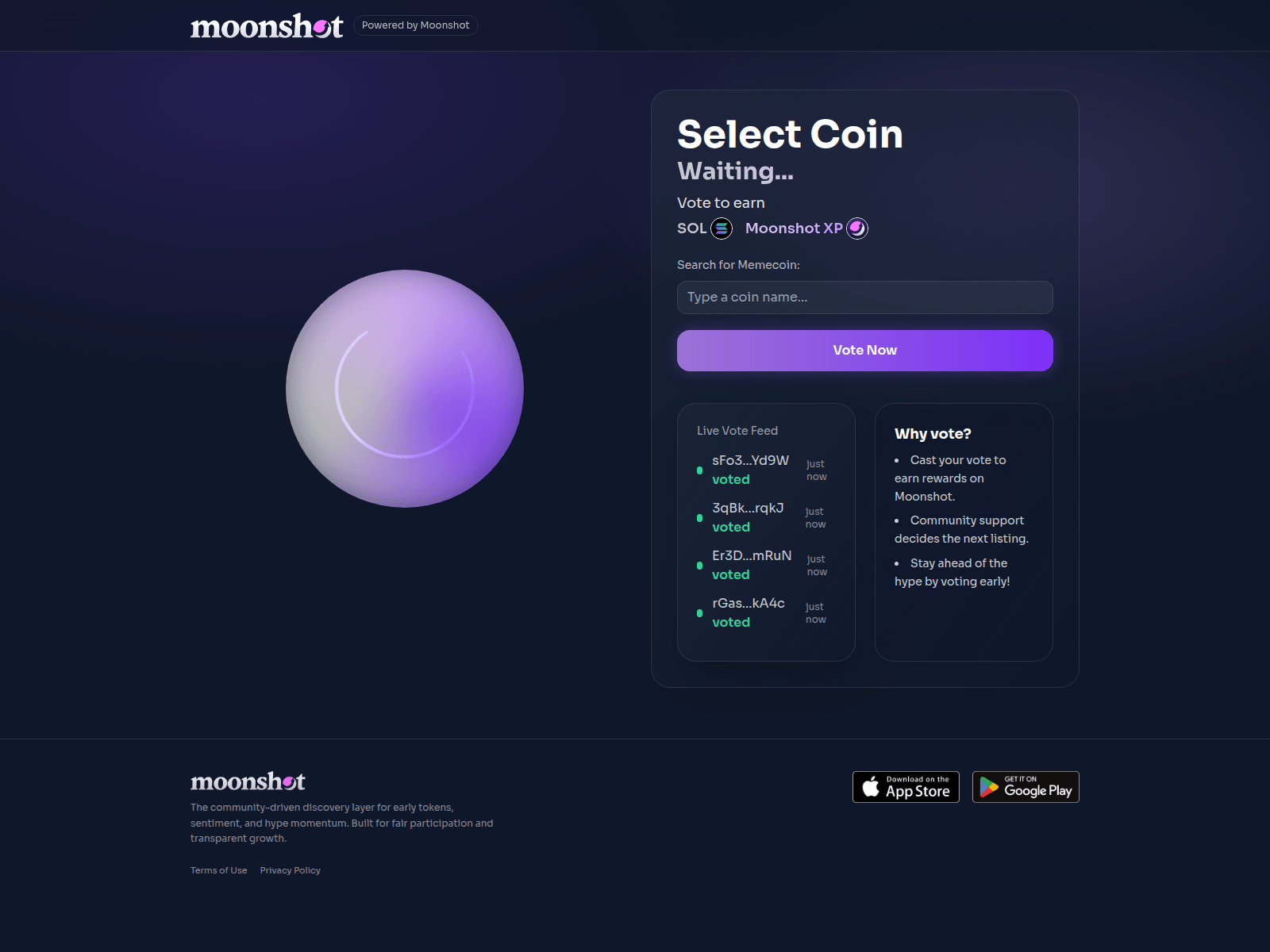 Screenshot of moonvotes.com