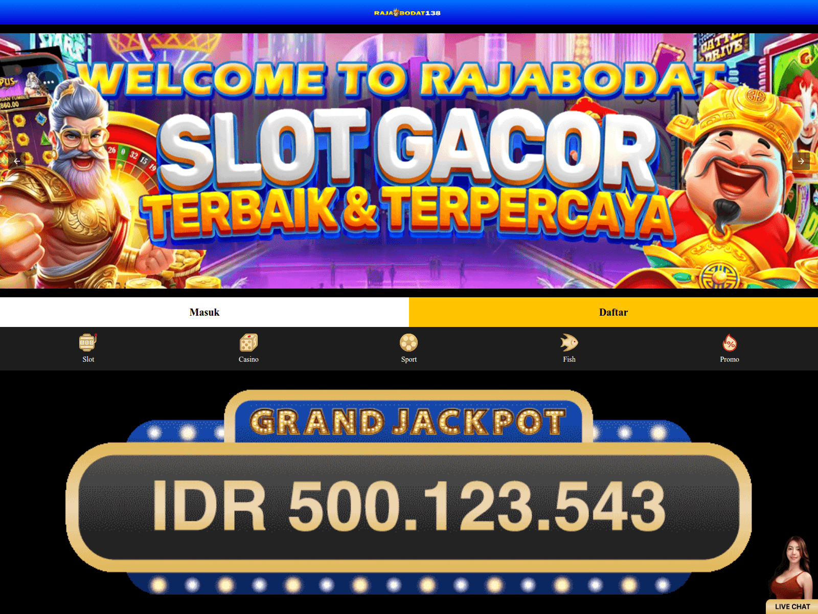 Screenshot of rajabodat138amp.xyz