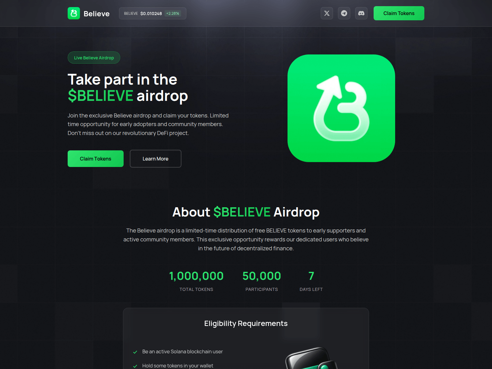 Screenshot of believe-app.org