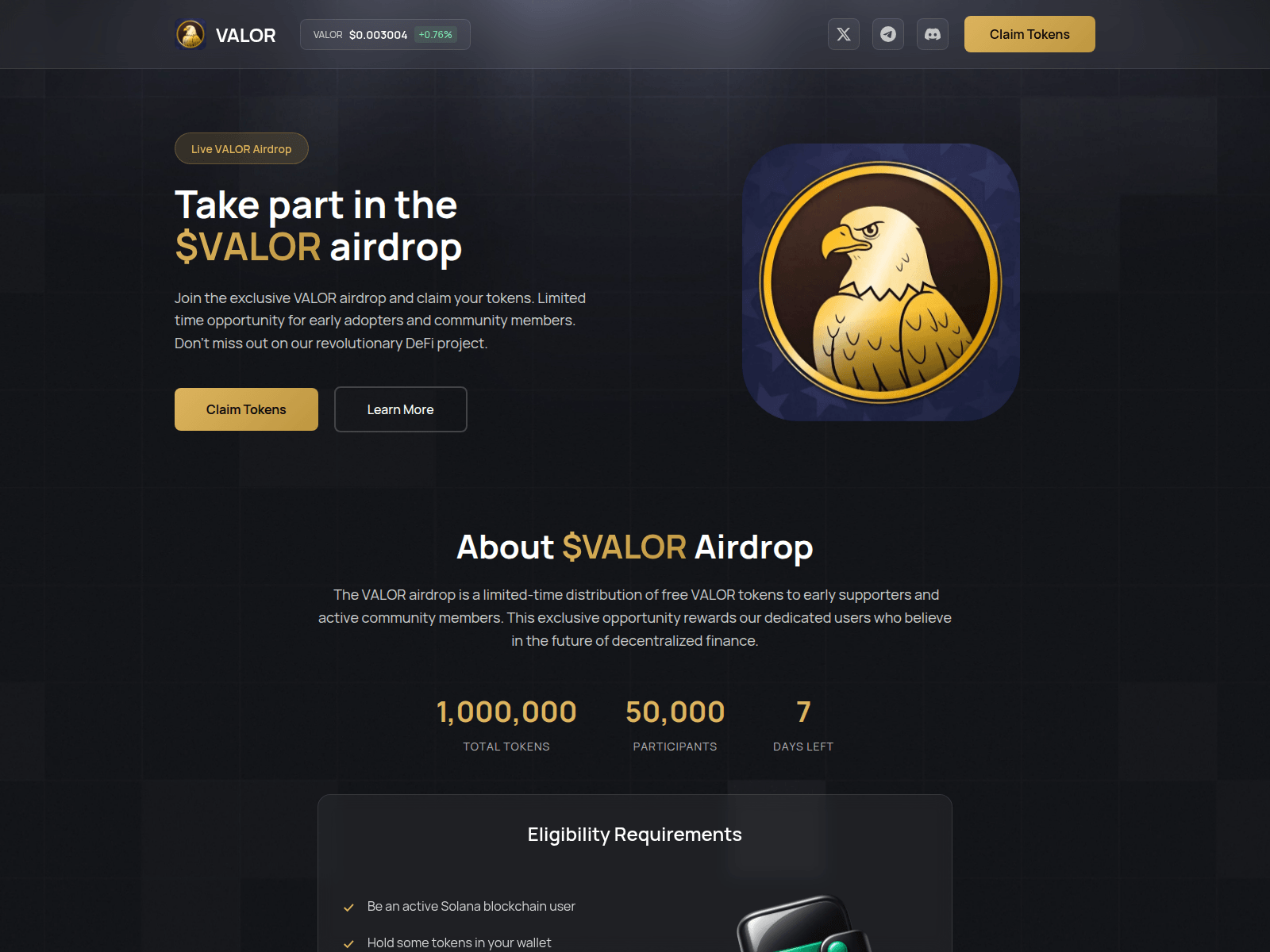 Screenshot of valoramericaneagle.lat