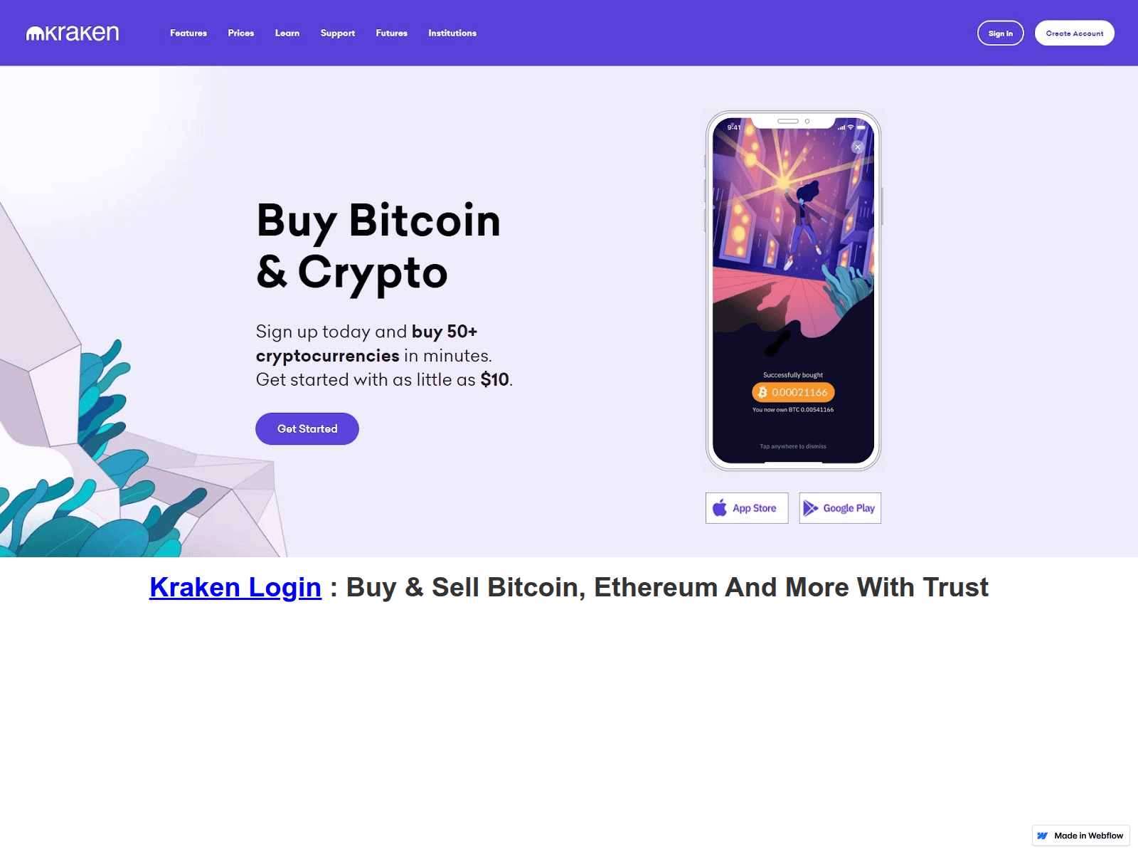 Screenshot of kraken-logiin.webflow.io