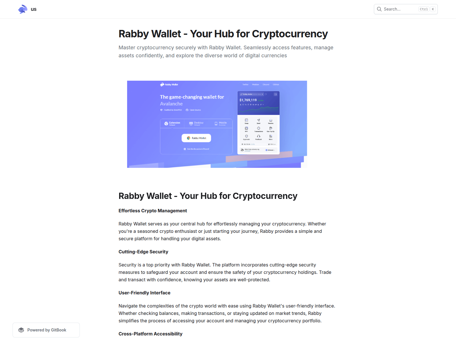 Screenshot of rabbyrlwallet.gitbook.io