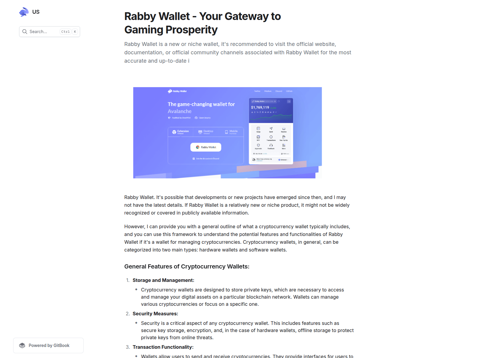 Screenshot of rabbyikwallete.gitbook.io