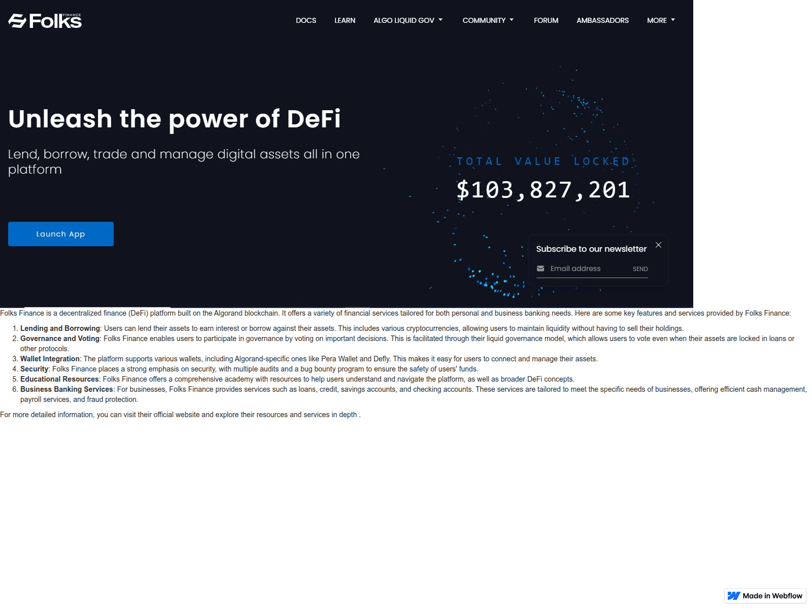 Screenshot of folk-finance.webflow.io