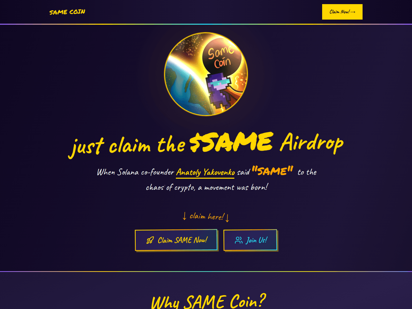 Screenshot of samecoin.org